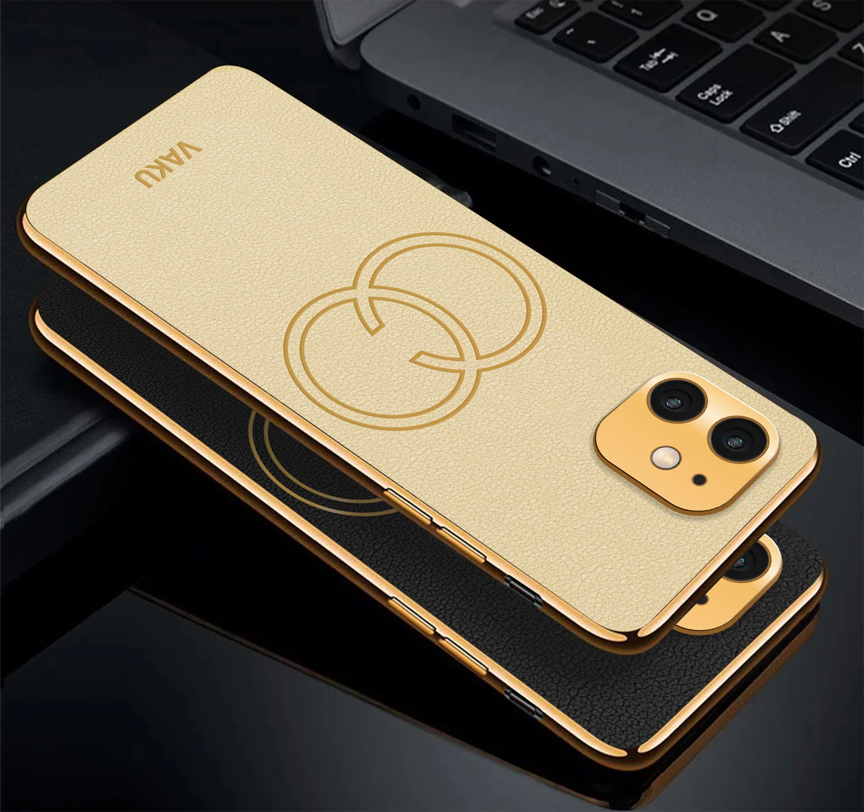 Vaku® Apple iPhone 11 Skylar Leather Pattern Gold Electroplated Soft TPU Back Cover - Image 8