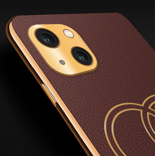 Vaku® Apple iPhone 13 Skylar Leather Pattern Gold Electroplated Soft TPU Back Cover - Image 13