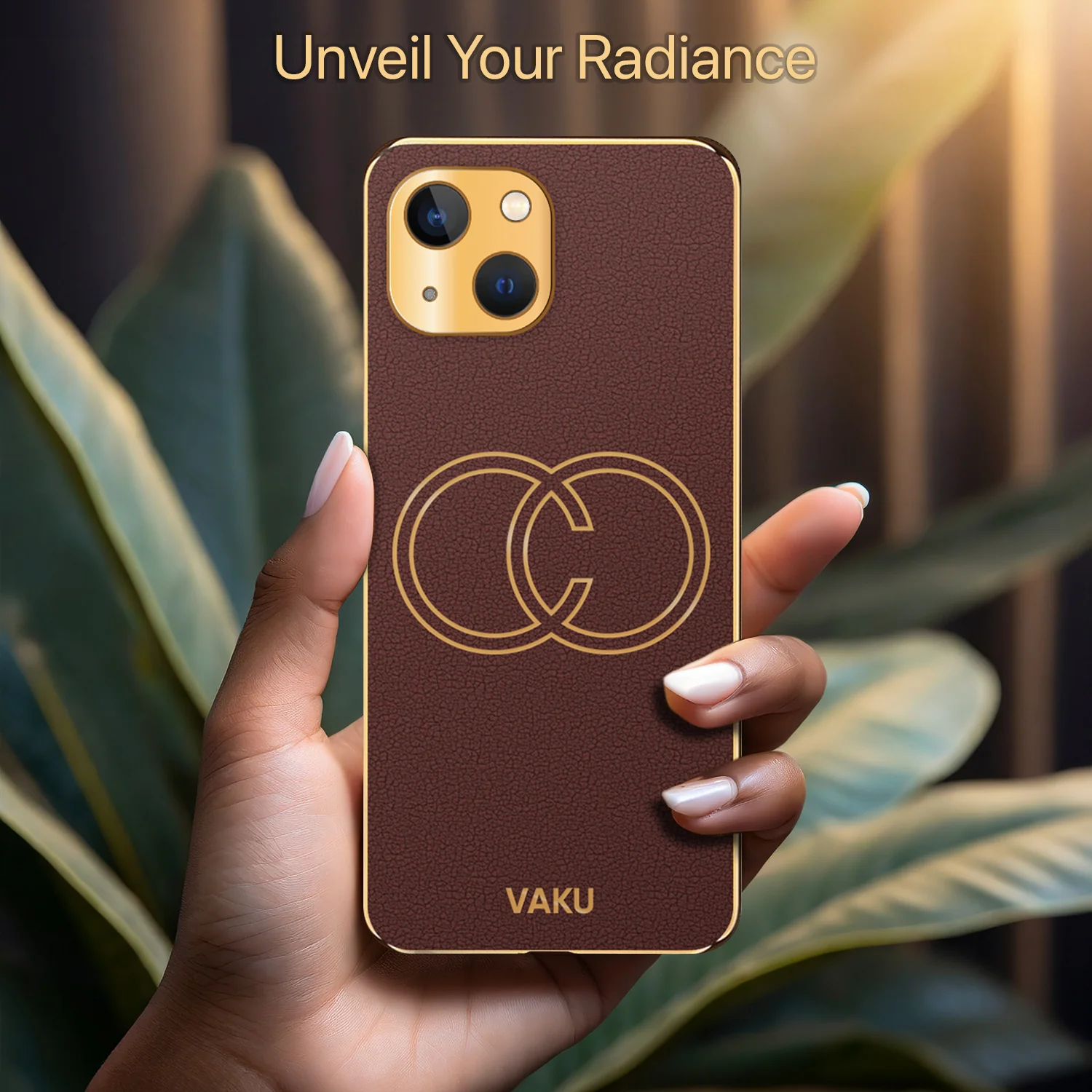 Vaku® Apple iPhone 13 Skylar Leather Pattern Gold Electroplated Soft TPU Back Cover - Image 14