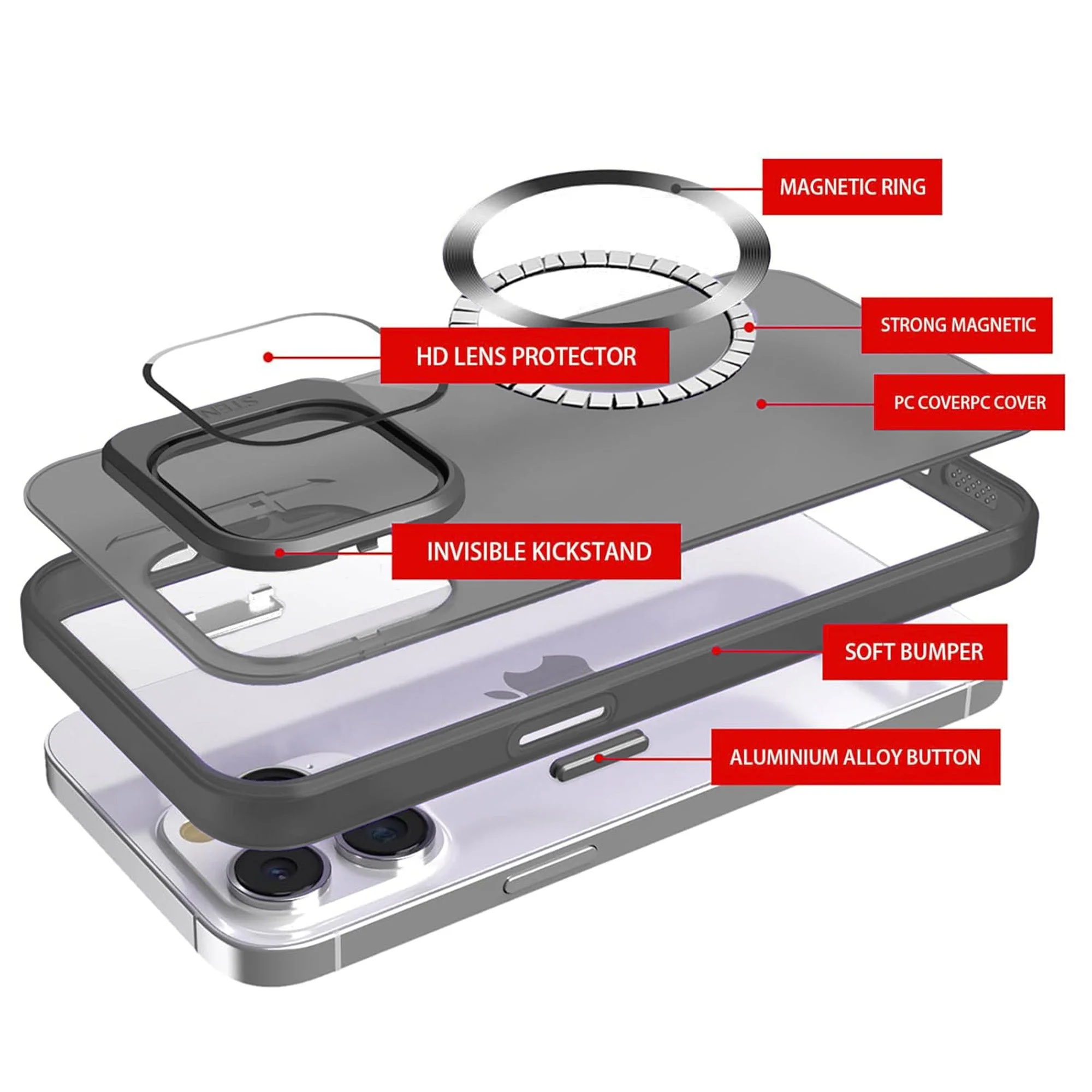 Vaku ® Apple iPhone 14 Pro Max Rime Frosted Magnetic Magpro Translucent Back Cover - Image 13