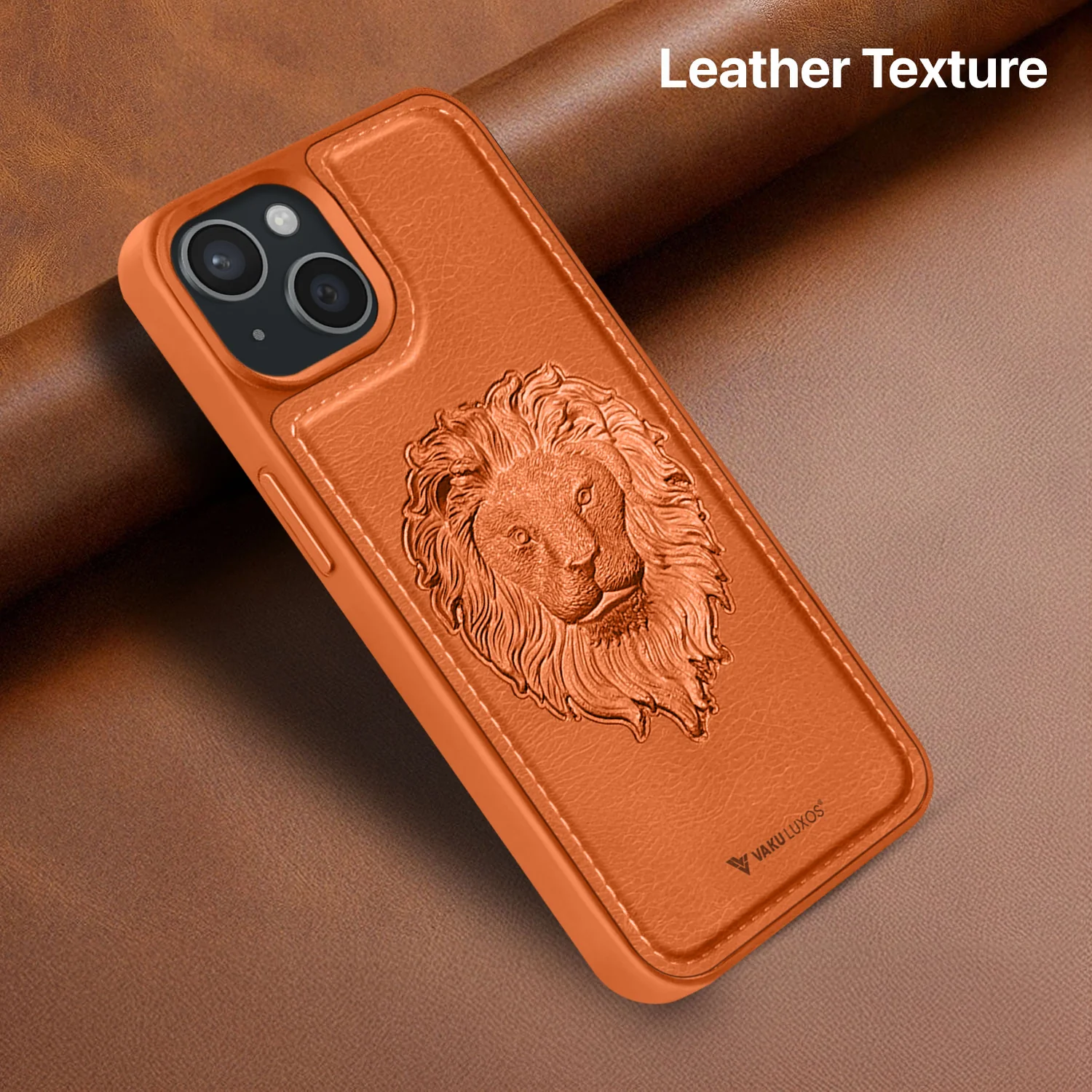 Vaku ® Apple iPhone 15 Lion Embossed Luxury Designer Leather Back Cover - Image 9