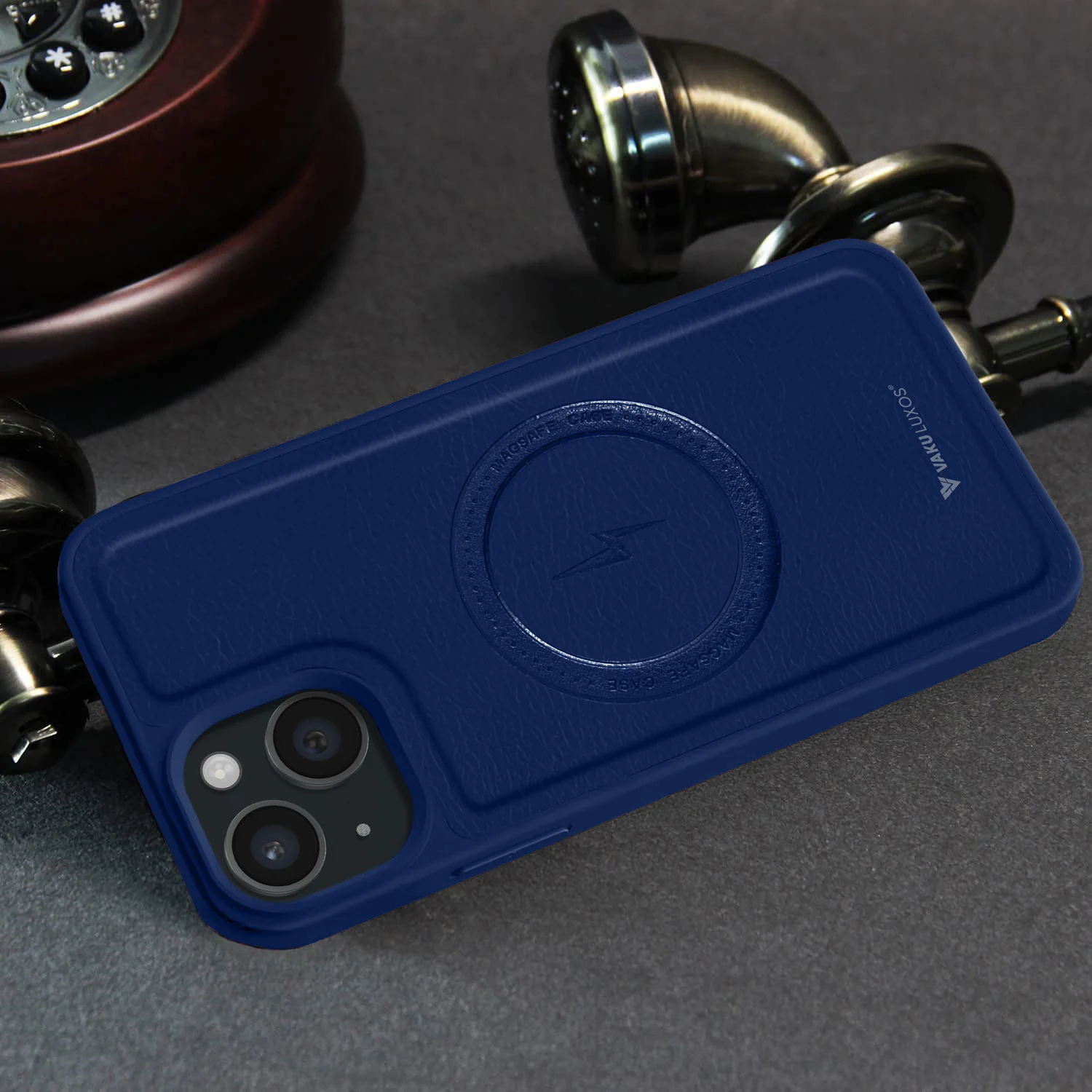Vaku ® Apple iPhone 15 Maxtron Leather Stitched Magnetic Magsafe Back Cover - Image 11