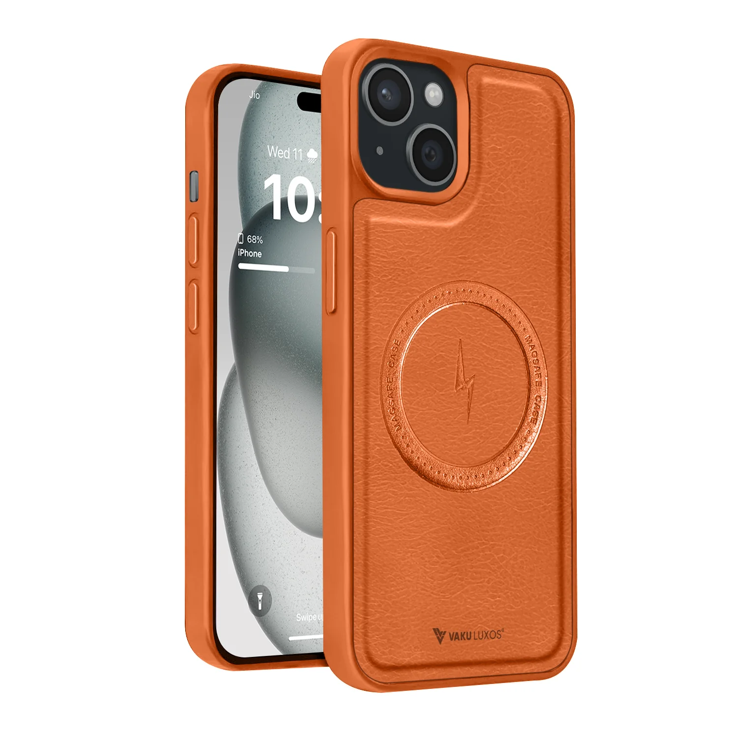 Vaku ® Apple iPhone 15 Plus Maxtron Leather Stitched Magnetic Magsafe Back Cover