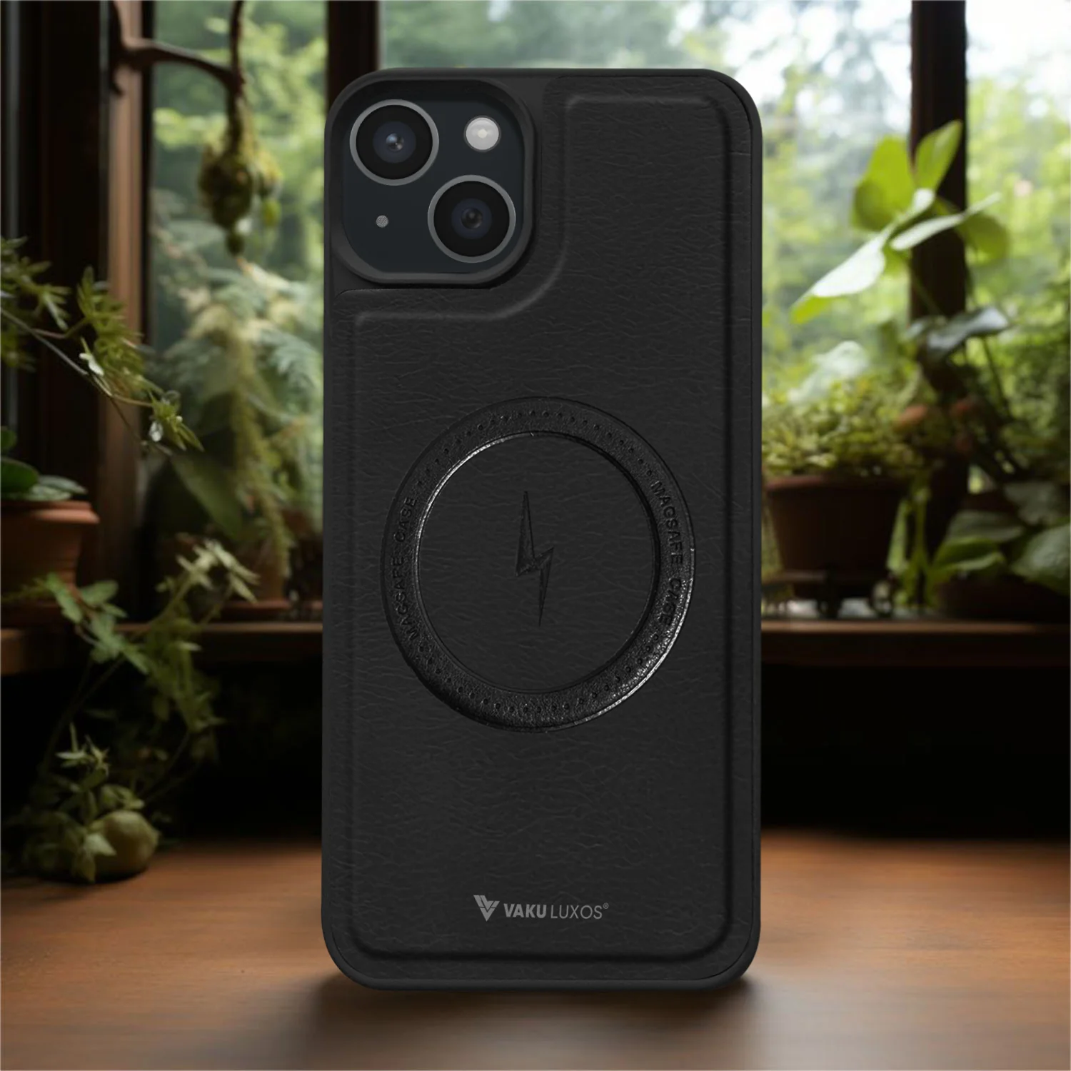 Vaku ® Apple iPhone 15 Plus Maxtron Leather Stitched Magnetic Magsafe Back Cover - Image 12
