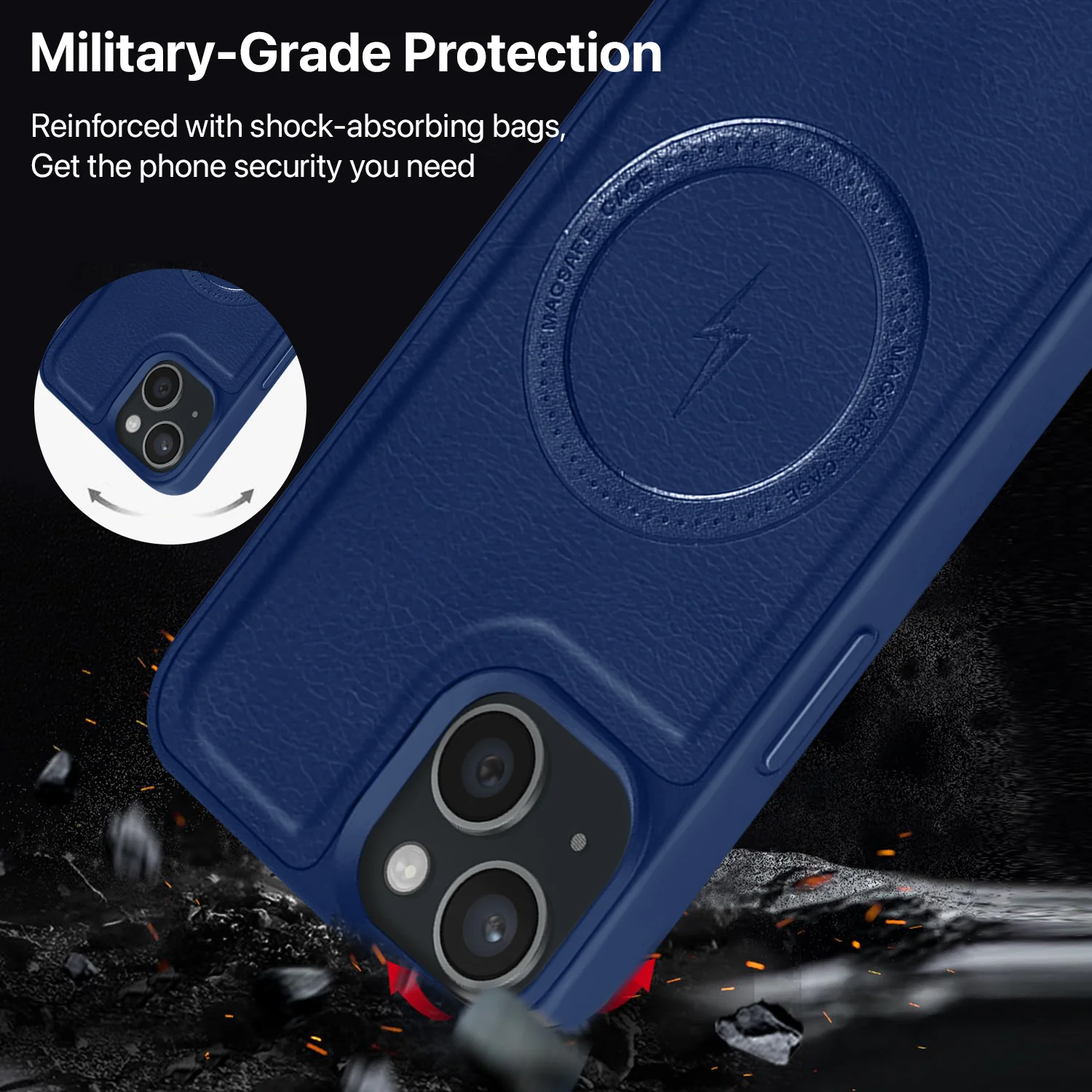 Vaku ® Apple iPhone 15 Plus Maxtron Leather Stitched Magnetic Magsafe Back Cover - Image 5