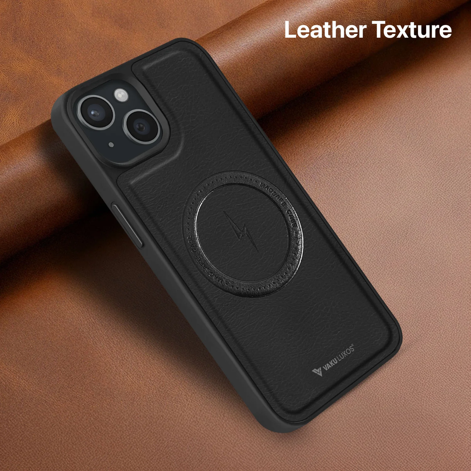 Vaku ® Apple iPhone 15 Plus Maxtron Leather Stitched Magnetic Magsafe Back Cover - Image 9