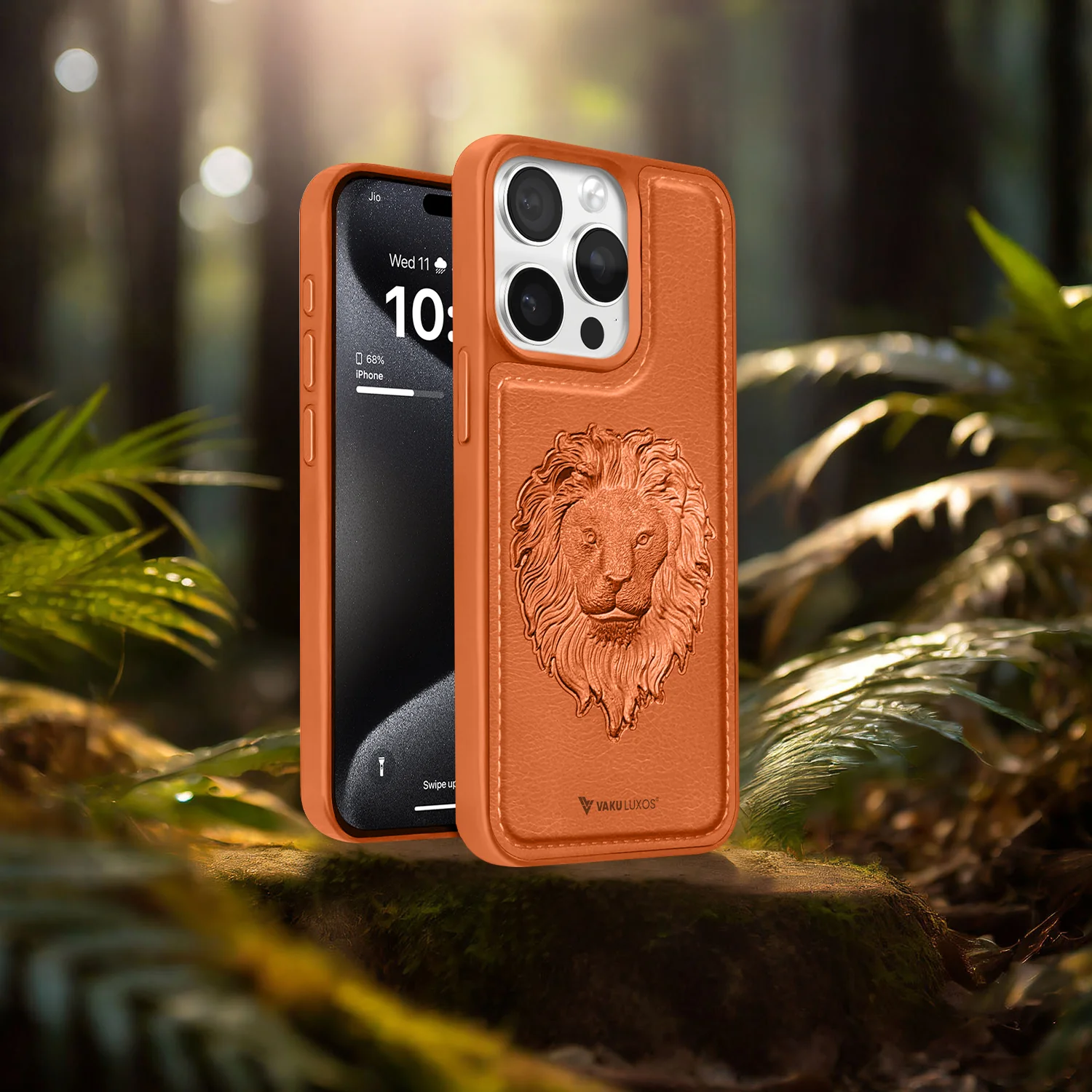 Vaku ® Apple iPhone 15 Pro Lion Embossed Luxury Designer Leather Back Cover - Image 13