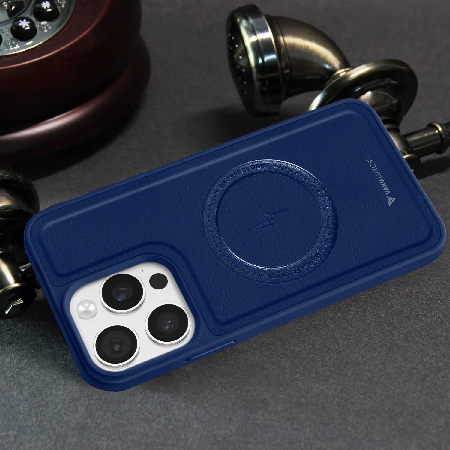 Vaku ® Apple iPhone 15 Pro Max Maxtron Leather Stitched Magnetic Magsafe Back Cover - Image 11