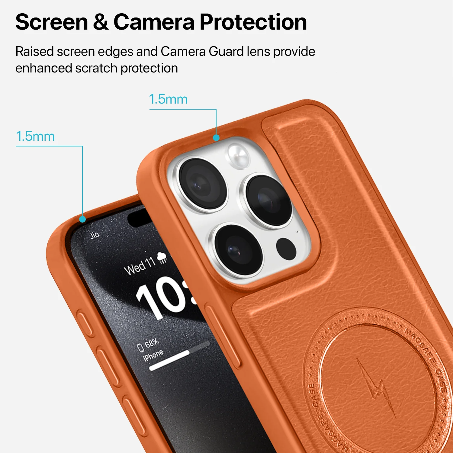 Vaku ® Apple iPhone 15 Pro Max Maxtron Leather Stitched Magnetic Magsafe Back Cover - Image 4
