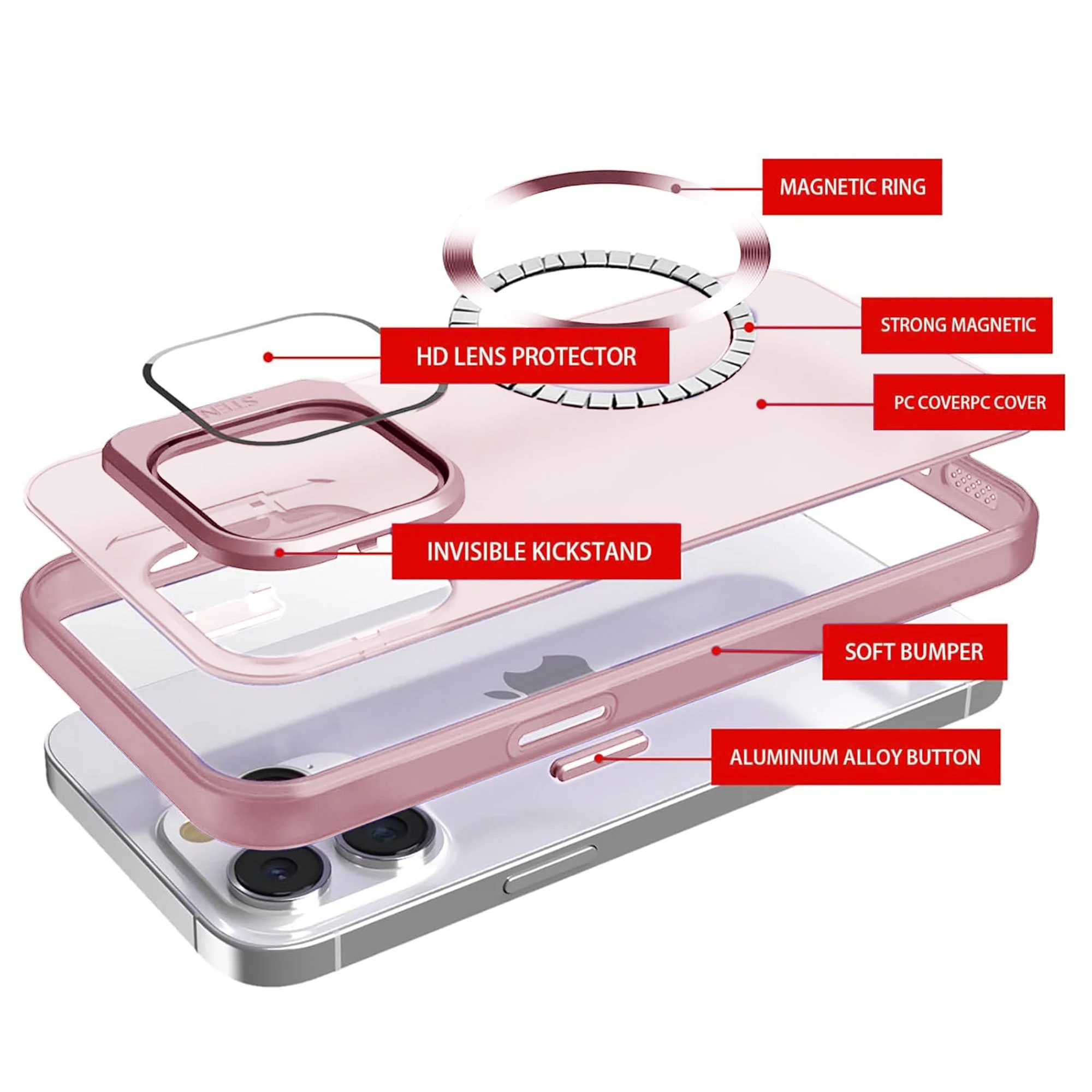 Vaku ® Apple iPhone 15 Pro Max Rime Frosted Magnetic Magpro Translucent Back Cover - Image 13