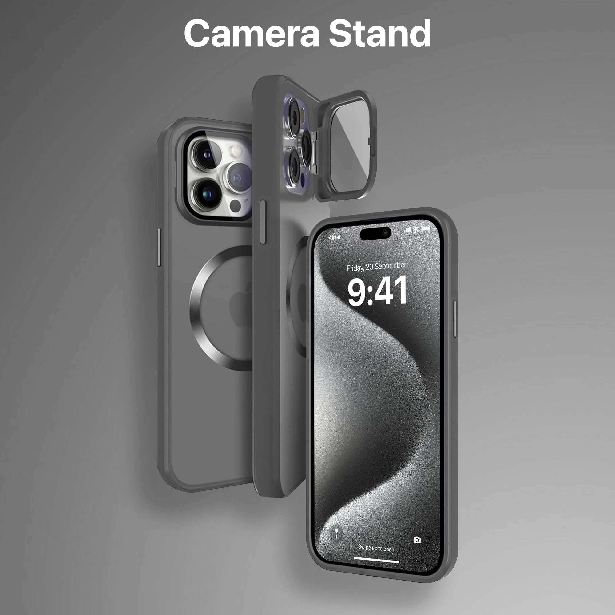 Vaku ® Apple iPhone 15 Pro Max Rime Frosted Magnetic Magpro Translucent Back Cover - Image 3