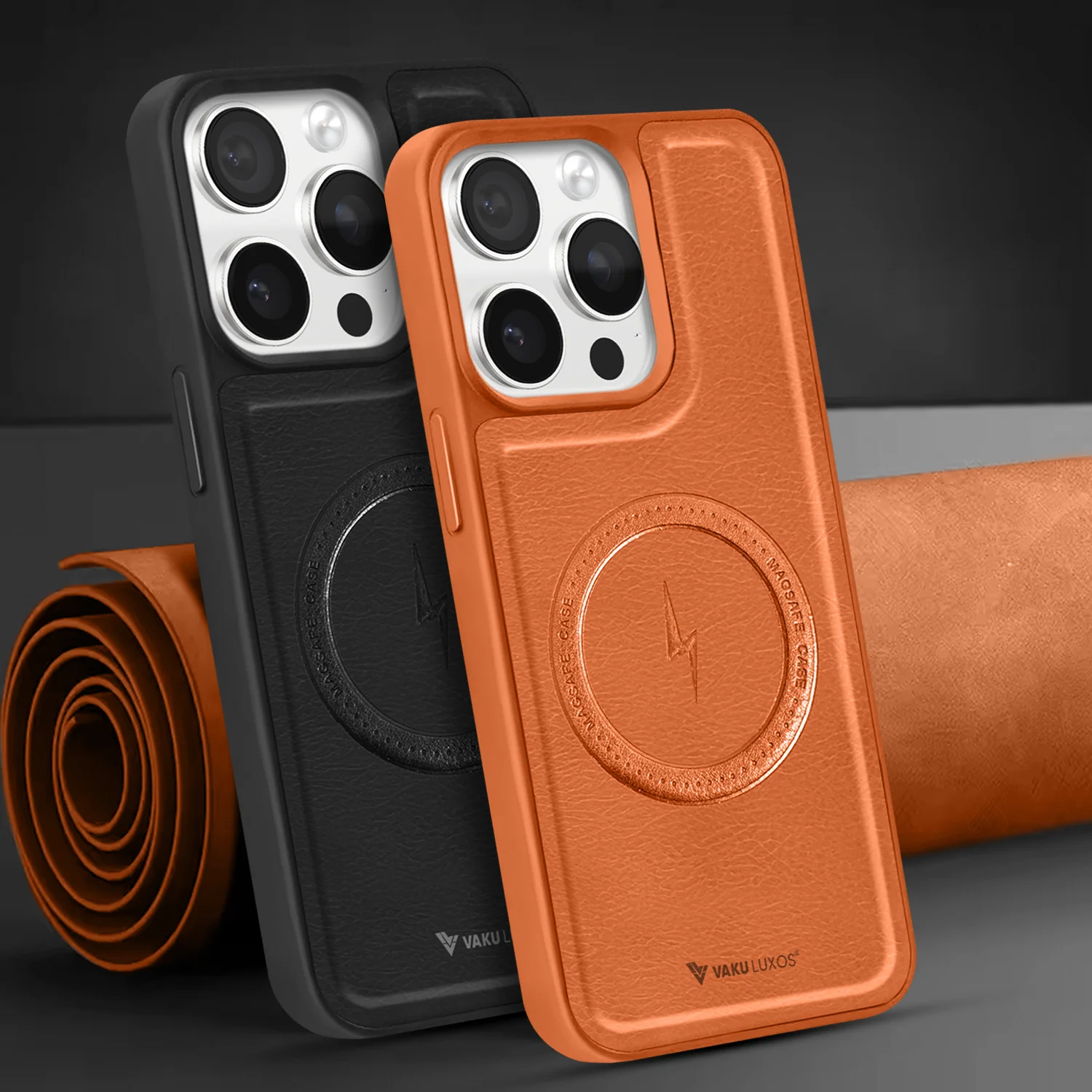 Vaku ® Apple iPhone 15 Pro Maxtron Leather Stitched Magnetic Magsafe Back Cover - Image 10