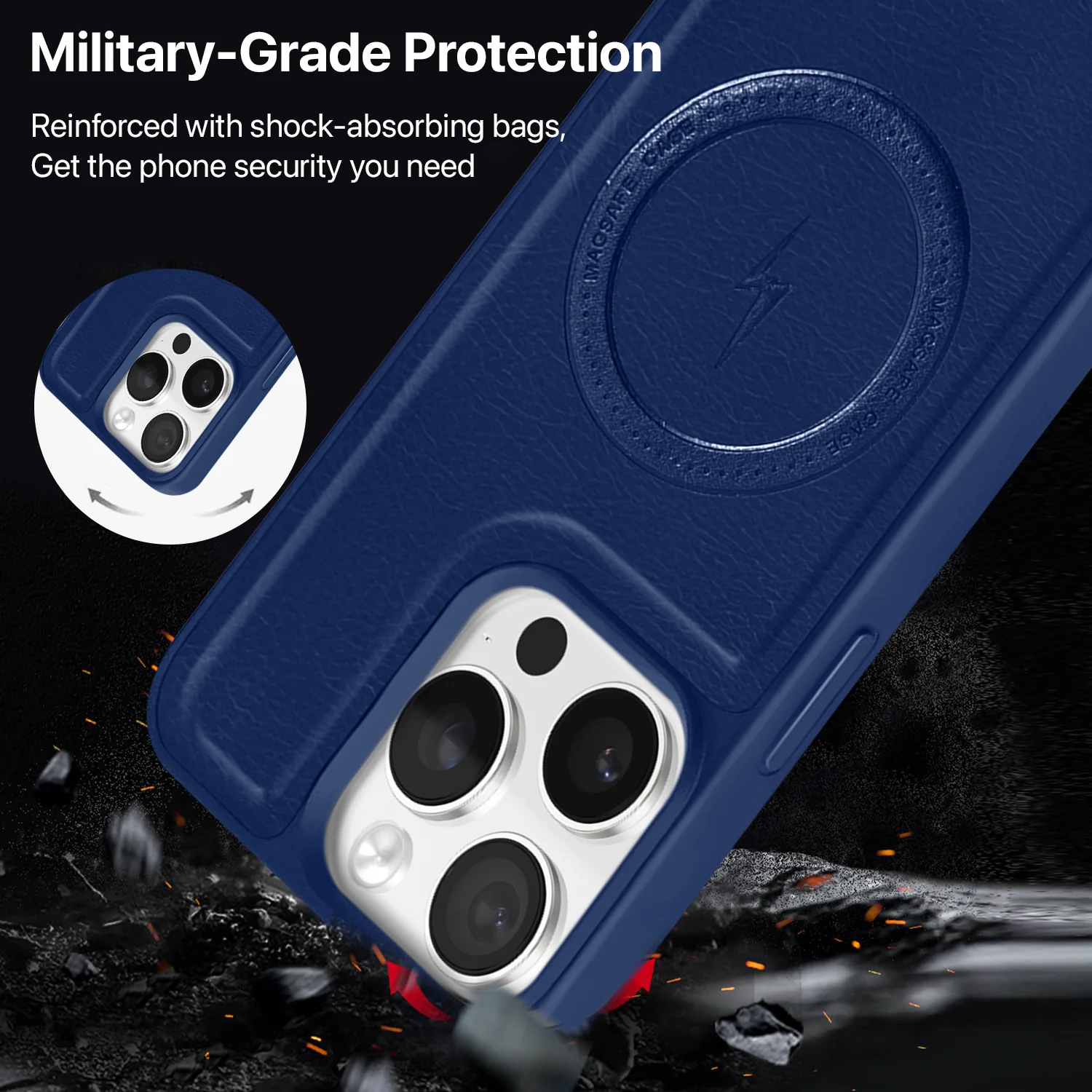 Vaku ® Apple iPhone 15 Pro Maxtron Leather Stitched Magnetic Magsafe Back Cover - Image 11