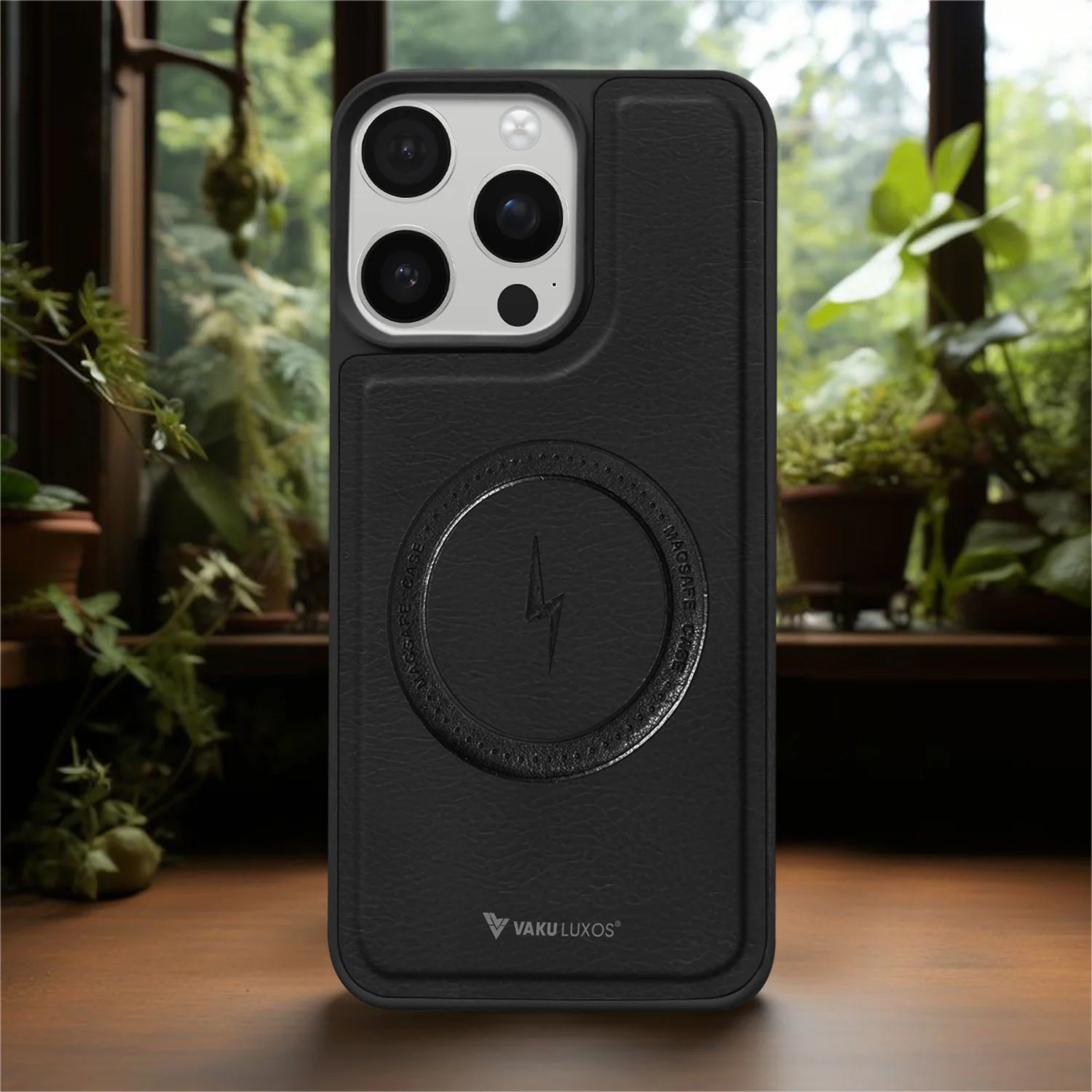 Vaku ® Apple iPhone 15 Pro Maxtron Leather Stitched Magnetic Magsafe Back Cover - Image 14