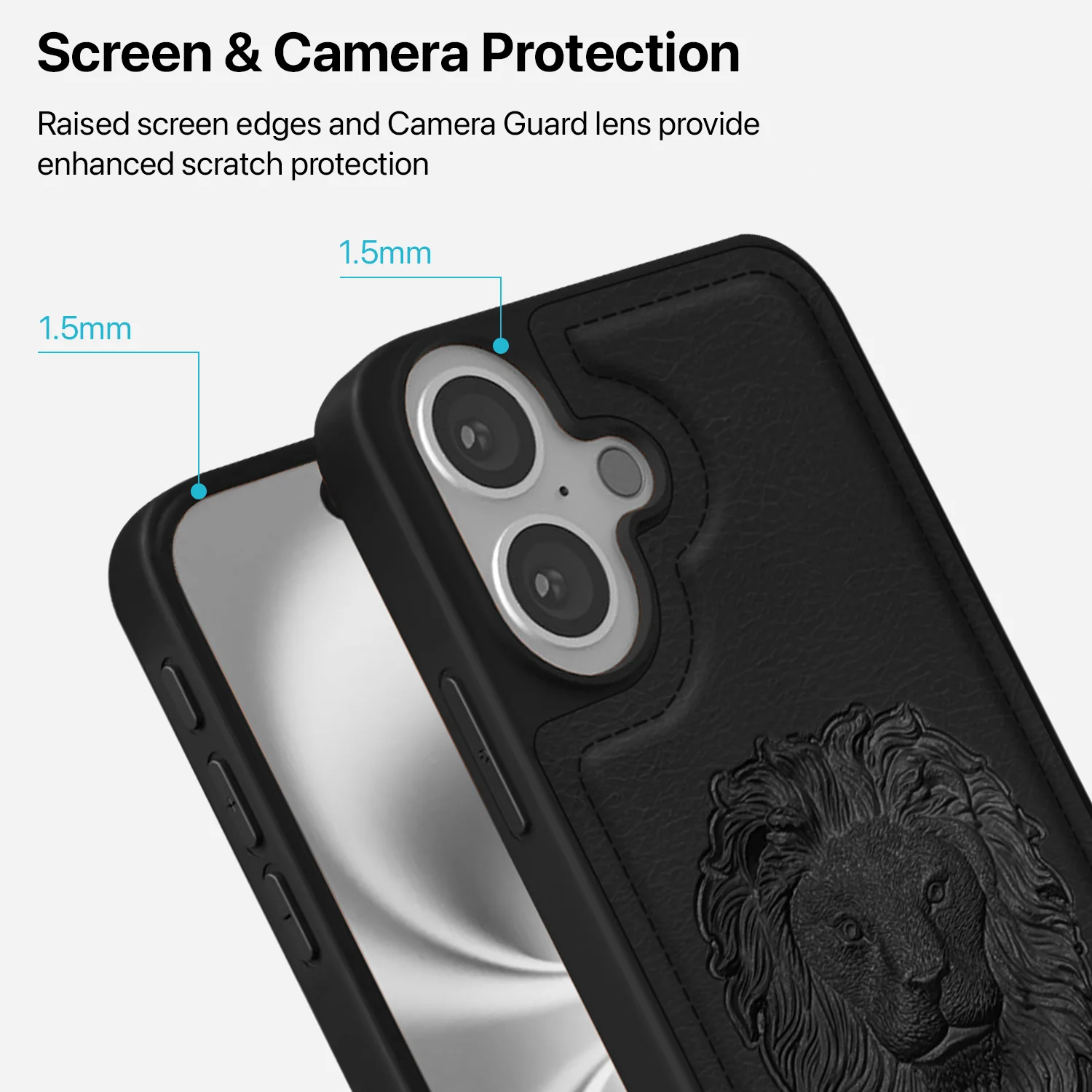 Vaku ® Apple iPhone 16 Lion Embossed Luxury Designer Leather Back Cover - Image 3