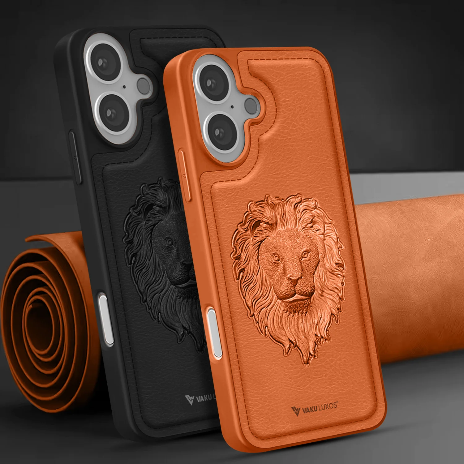 Vaku ® Apple iPhone 16 Lion Embossed Luxury Designer Leather Back Cover - Image 6