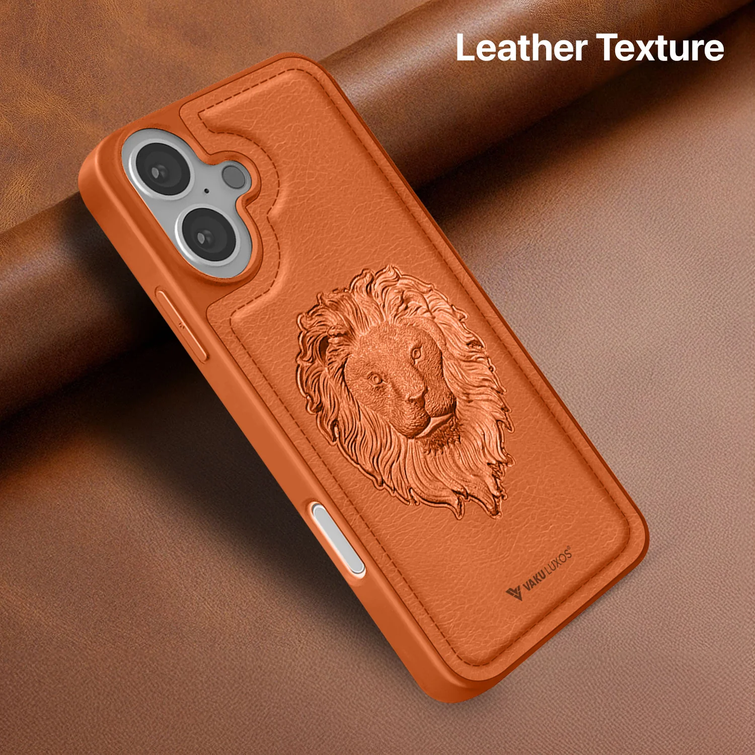 Vaku ® Apple iPhone 16 Lion Embossed Luxury Designer Leather Back Cover - Image 8