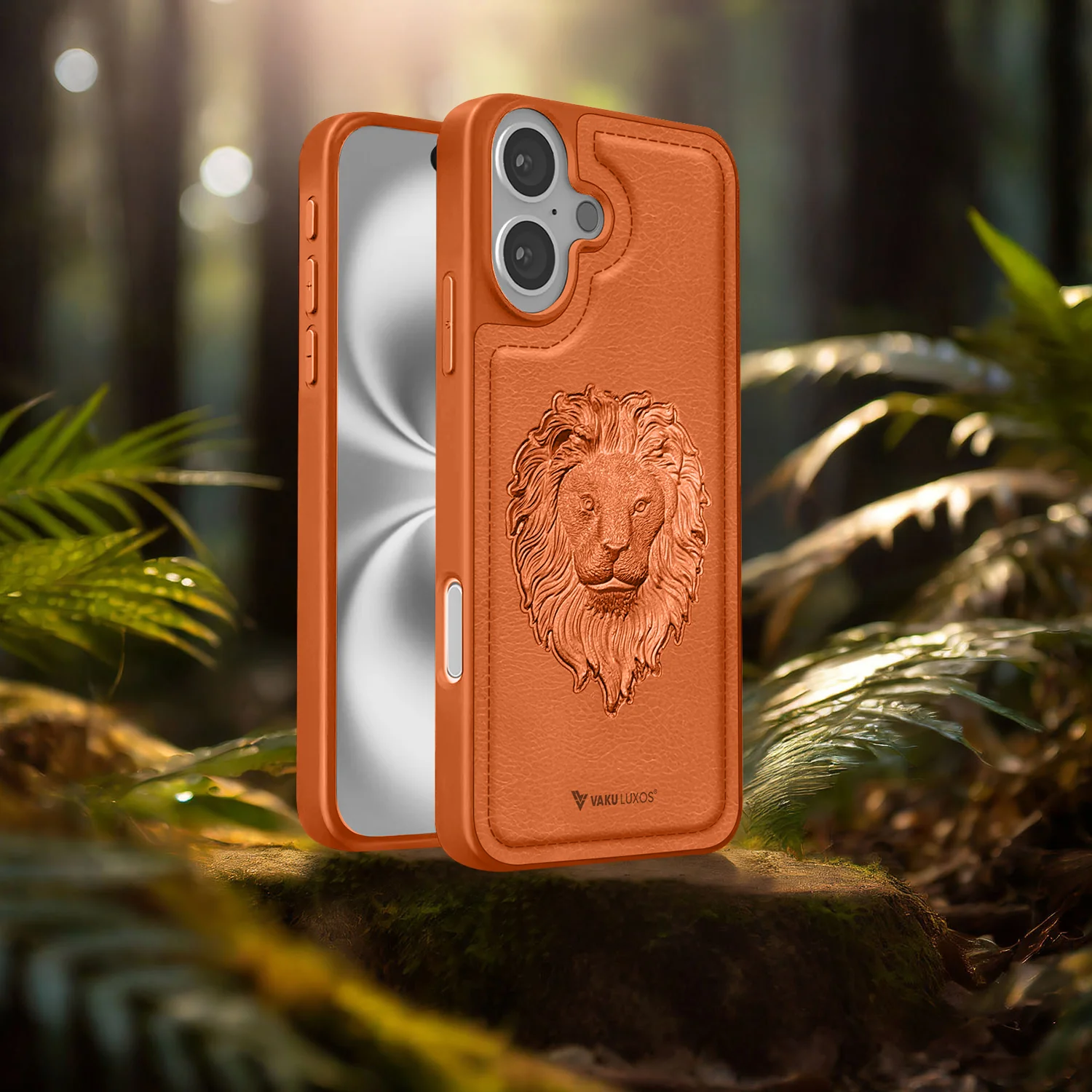 Vaku ® Apple iPhone 16 Plus Lion Embossed Luxury Designer Leather Back Cover - Image 11