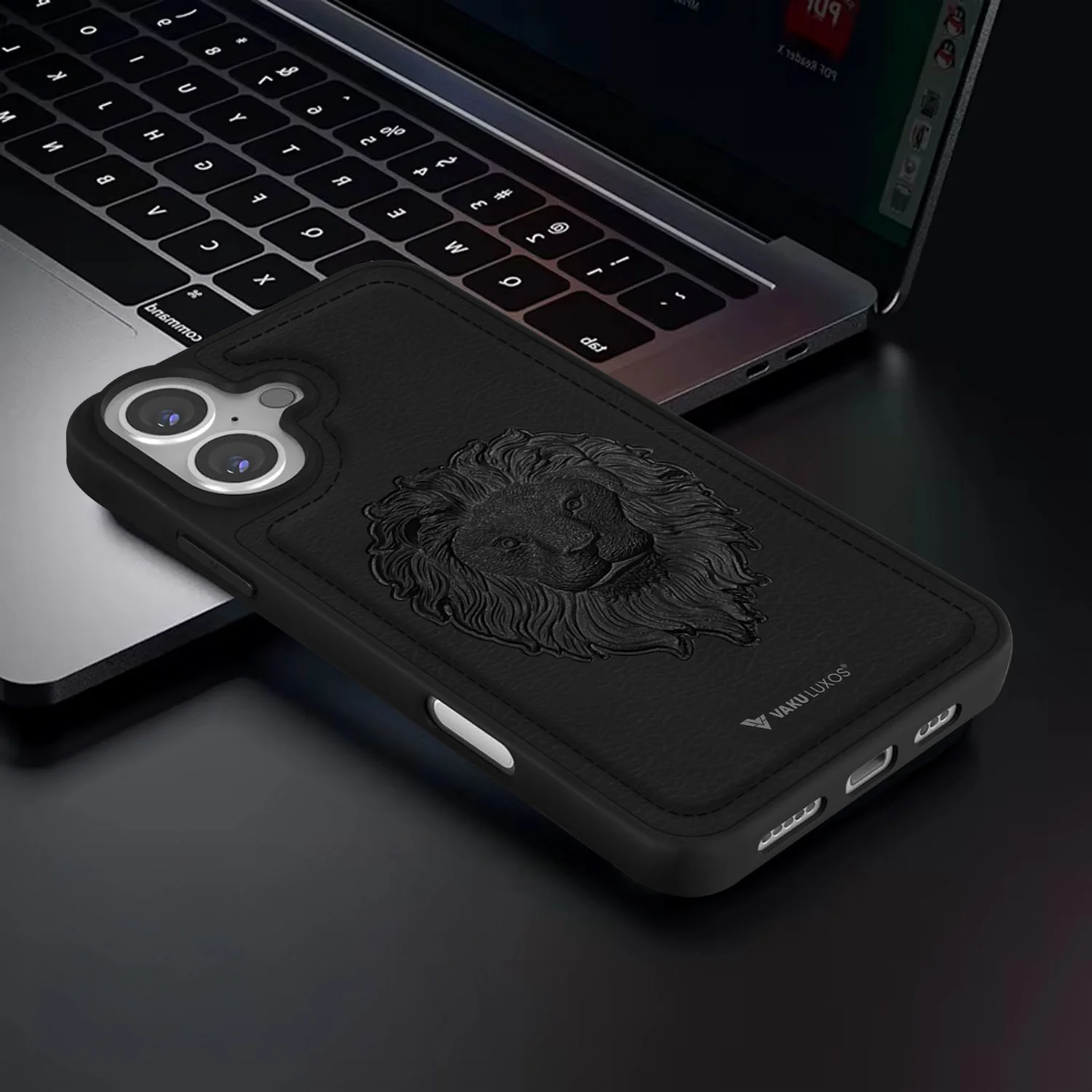 Vaku ® Apple iPhone 16 Plus Lion Embossed Luxury Designer Leather Back Cover - Image 12