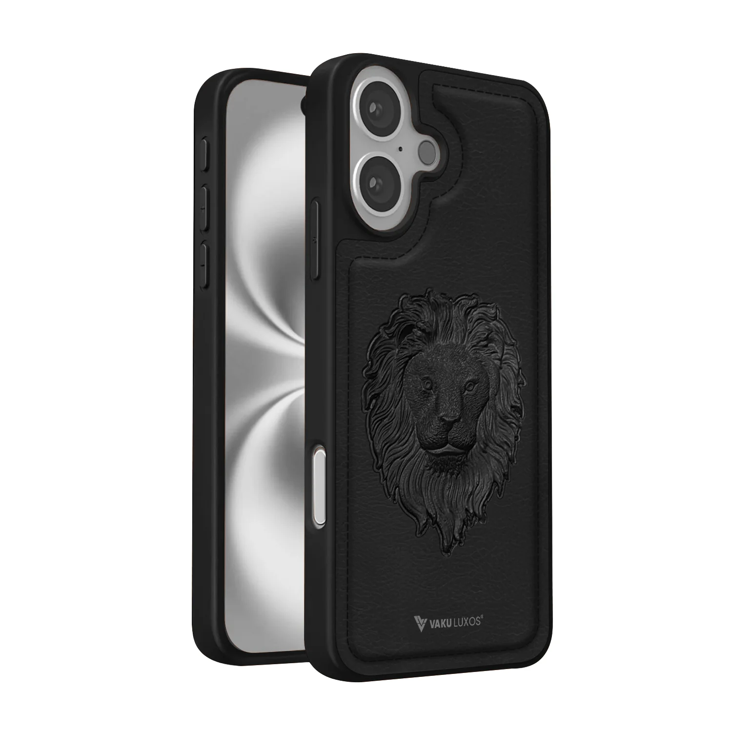 Vaku ® Apple iPhone 16 Plus Lion Embossed Luxury Designer Leather Back Cover - Image 2