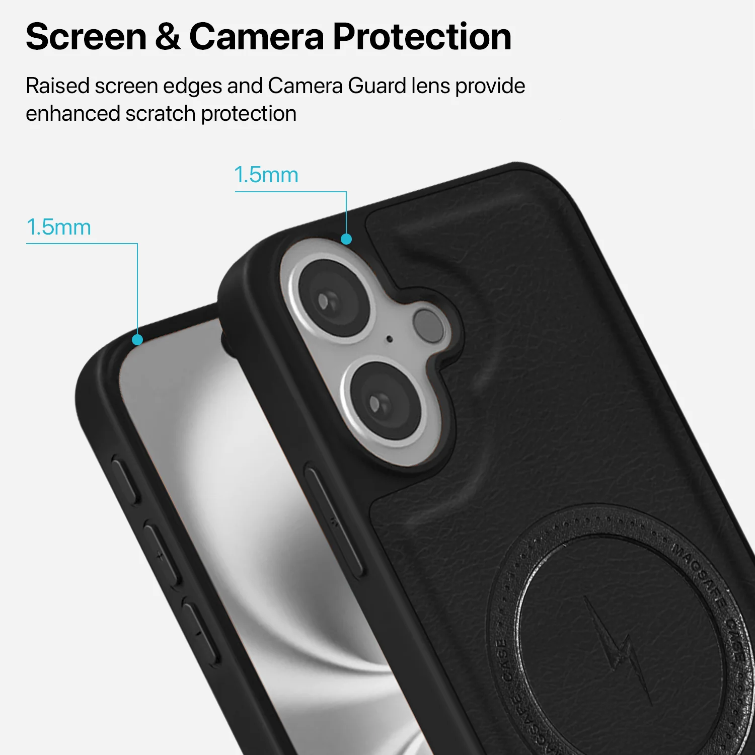 Vaku ® Apple iPhone 16 Plus Maxtron Leather Stitched Magnetic Magsafe Back Cover - Image 4