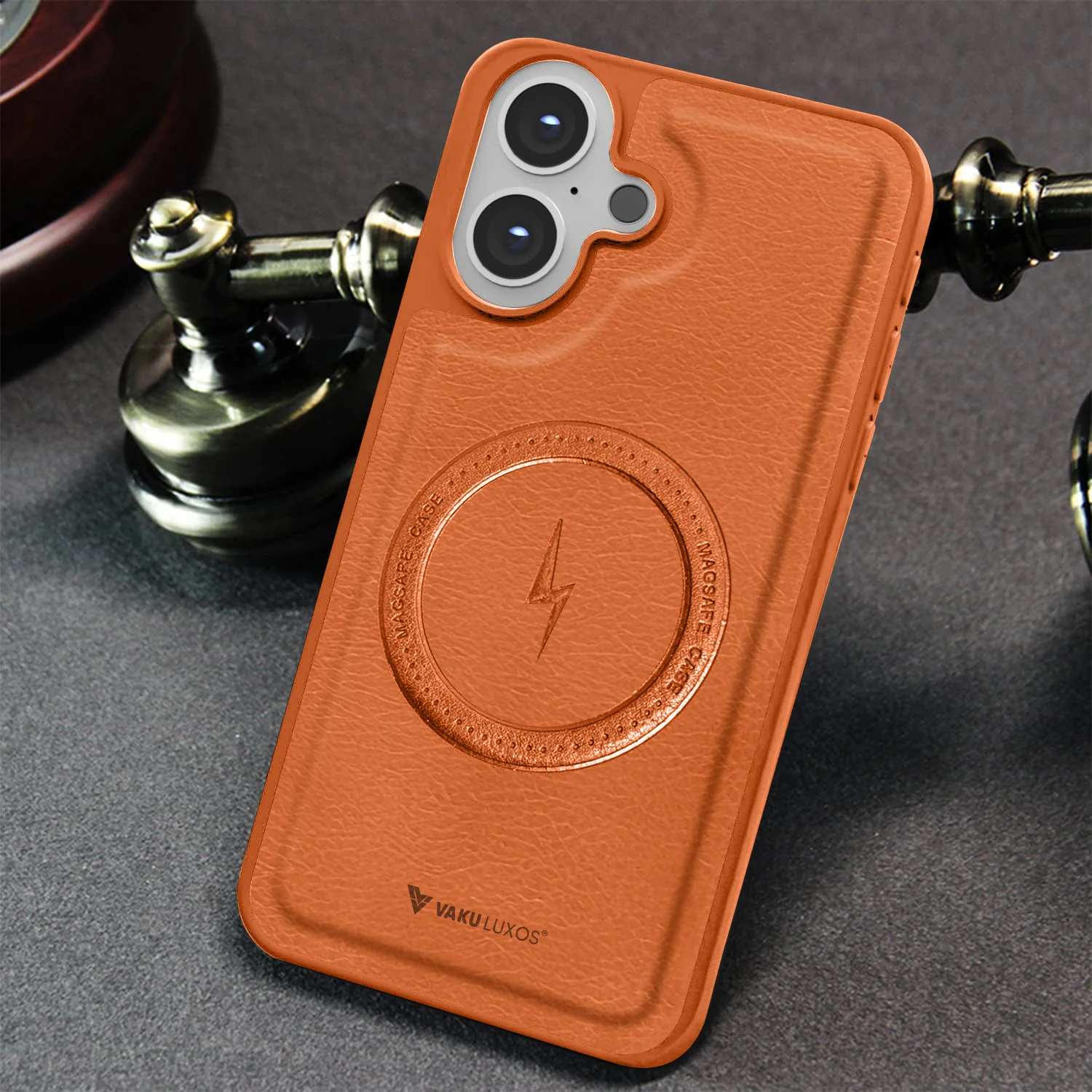 Vaku ® Apple iPhone 16 Plus Maxtron Leather Stitched Magnetic Magsafe Back Cover - Image 8