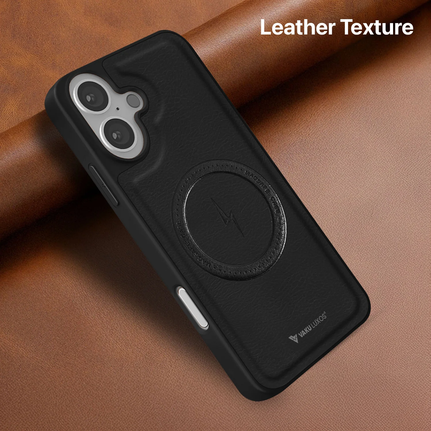 Vaku ® Apple iPhone 16 Plus Maxtron Leather Stitched Magnetic Magsafe Back Cover - Image 9