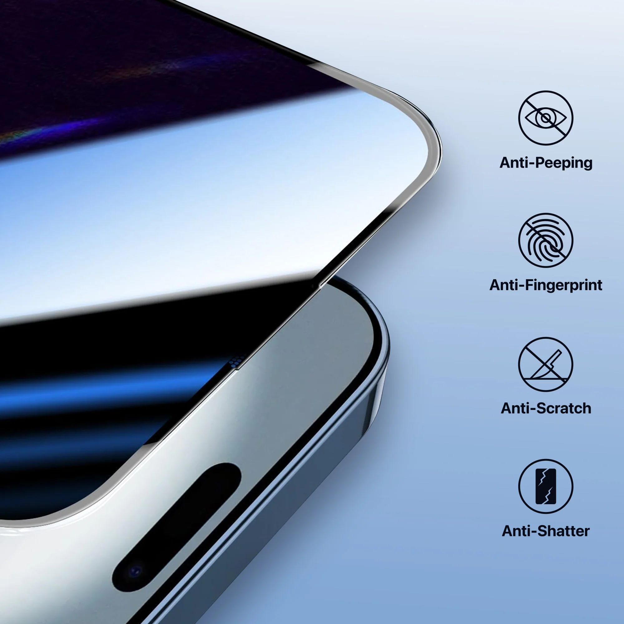 Vaku ® Apple iPhone 16 Plus Privacy Screen Protector Anti-Spy Protection Tempered Glass - Image 3