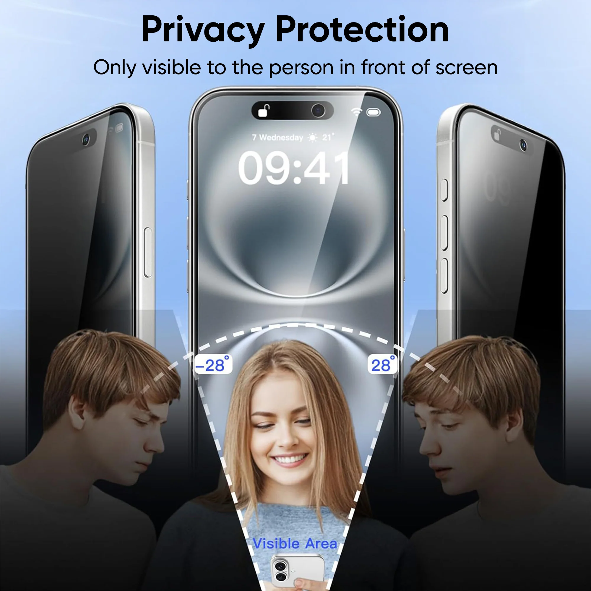 Vaku ® Apple iPhone 16 Plus Privacy Screen Protector Anti-Spy Protection Tempered Glass - Image 5