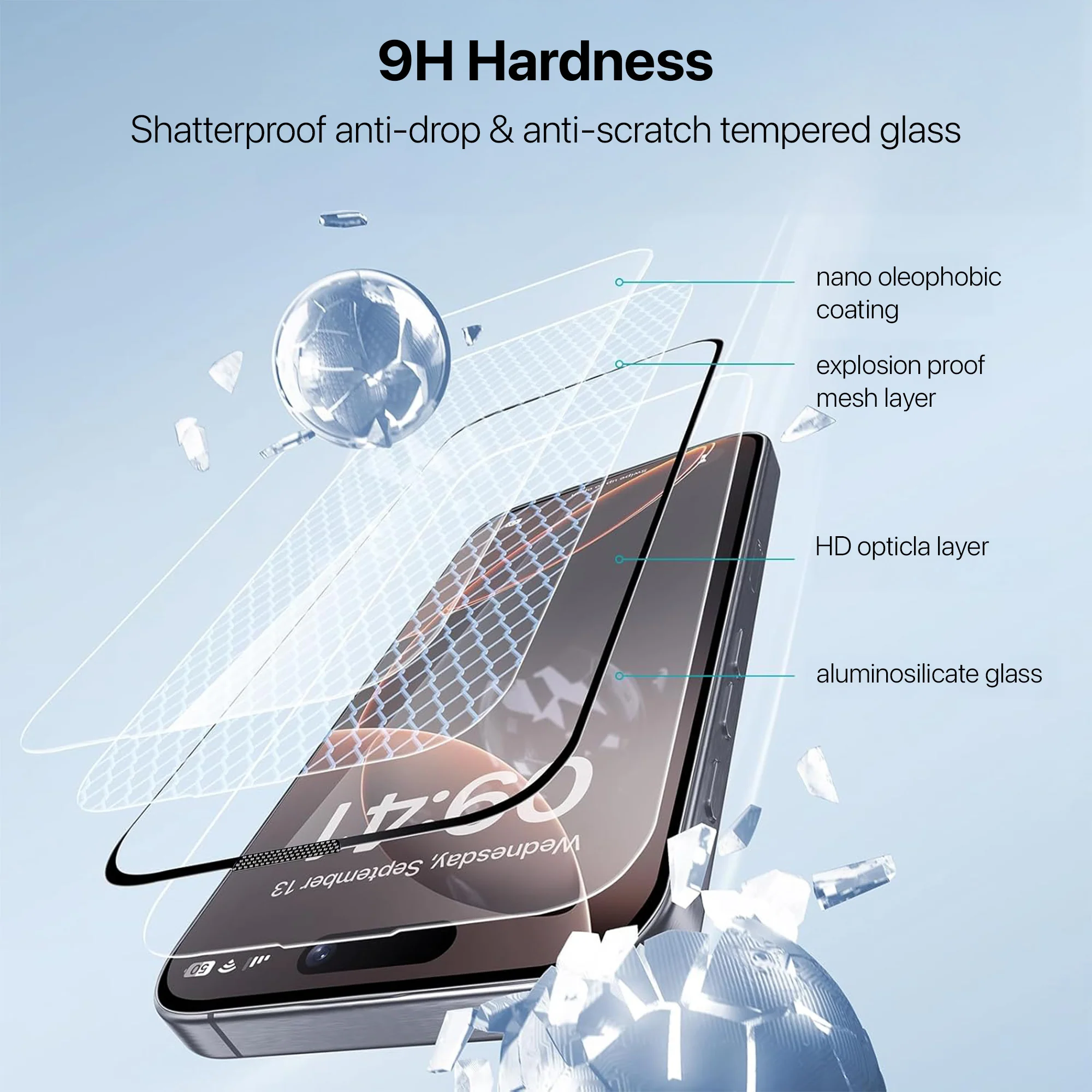 Vaku ® Apple iPhone 16 Pro ESD Full Glass Dust & Water Proof Tempered Glass - Image 5