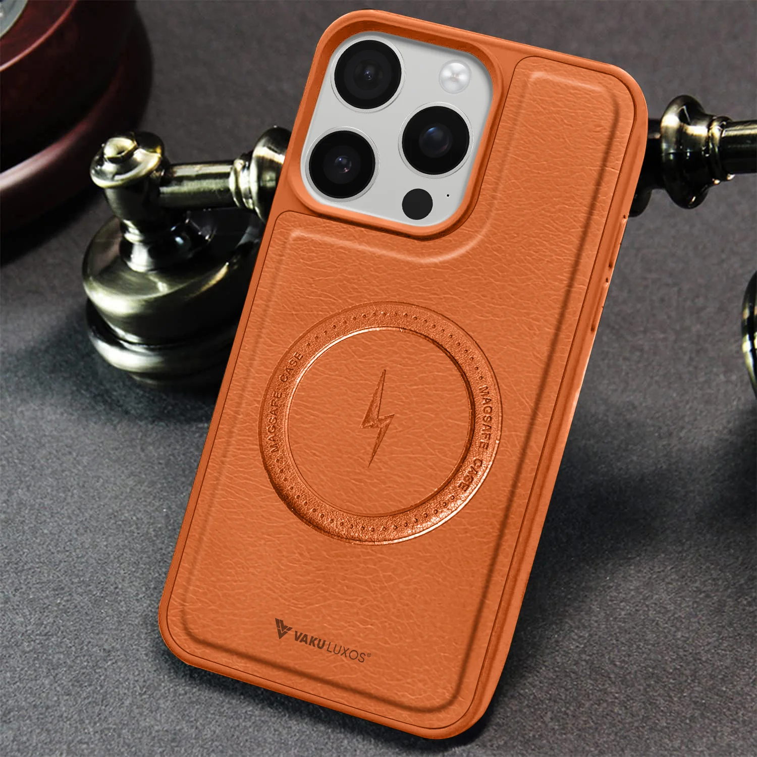 Vaku ® Apple iPhone 16 Pro Max Maxtron Leather Stitched Magnetic Magsafe Back Cover - Image 14