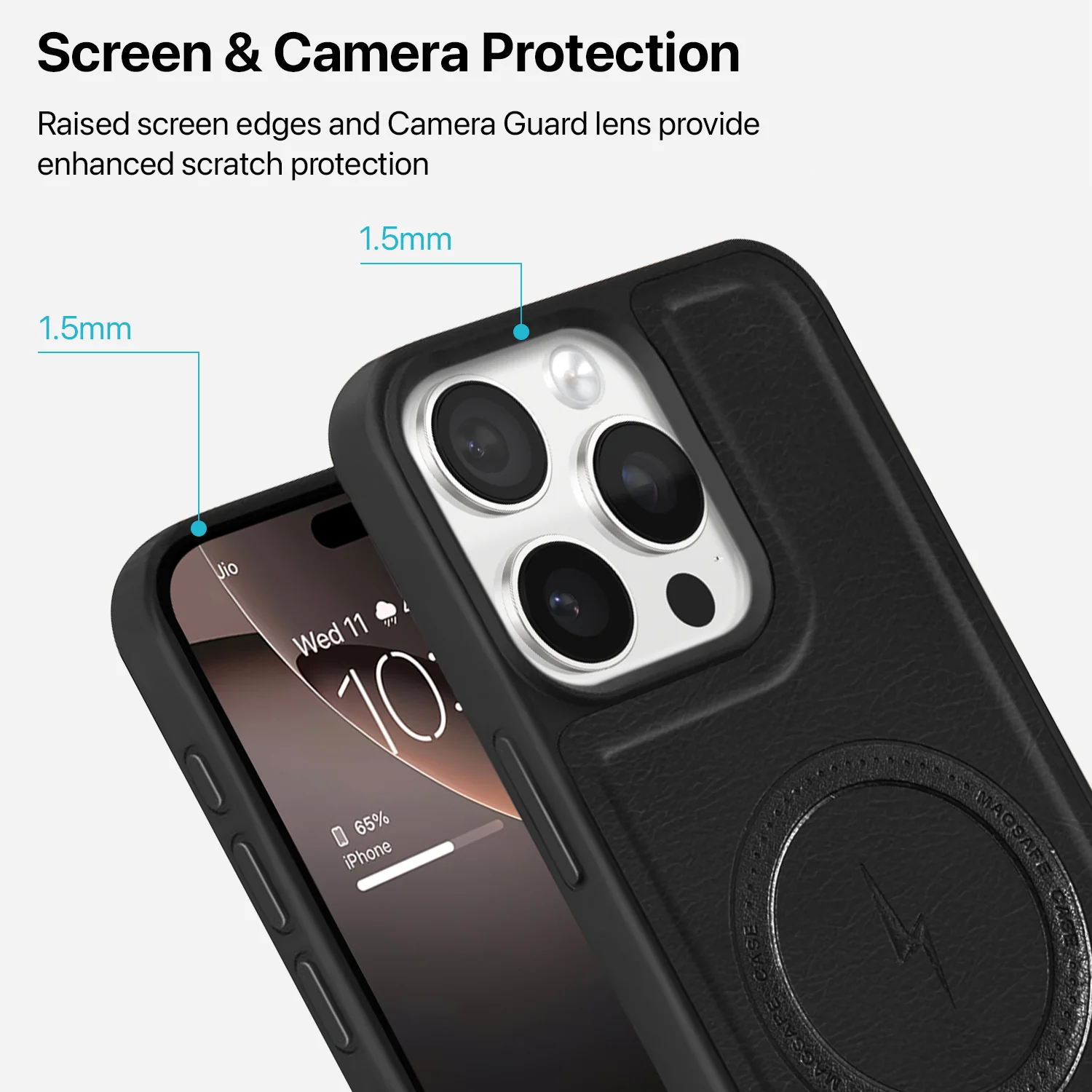 Vaku ® Apple iPhone 16 Pro Max Maxtron Leather Stitched Magnetic Magsafe Back Cover - Image 4