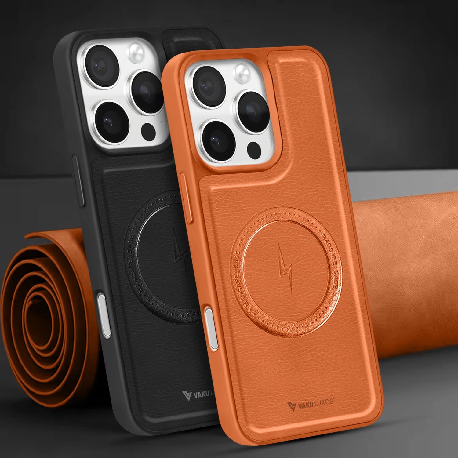 Vaku ® Apple iPhone 16 Pro Max Maxtron Leather Stitched Magnetic Magsafe Back Cover - Image 6