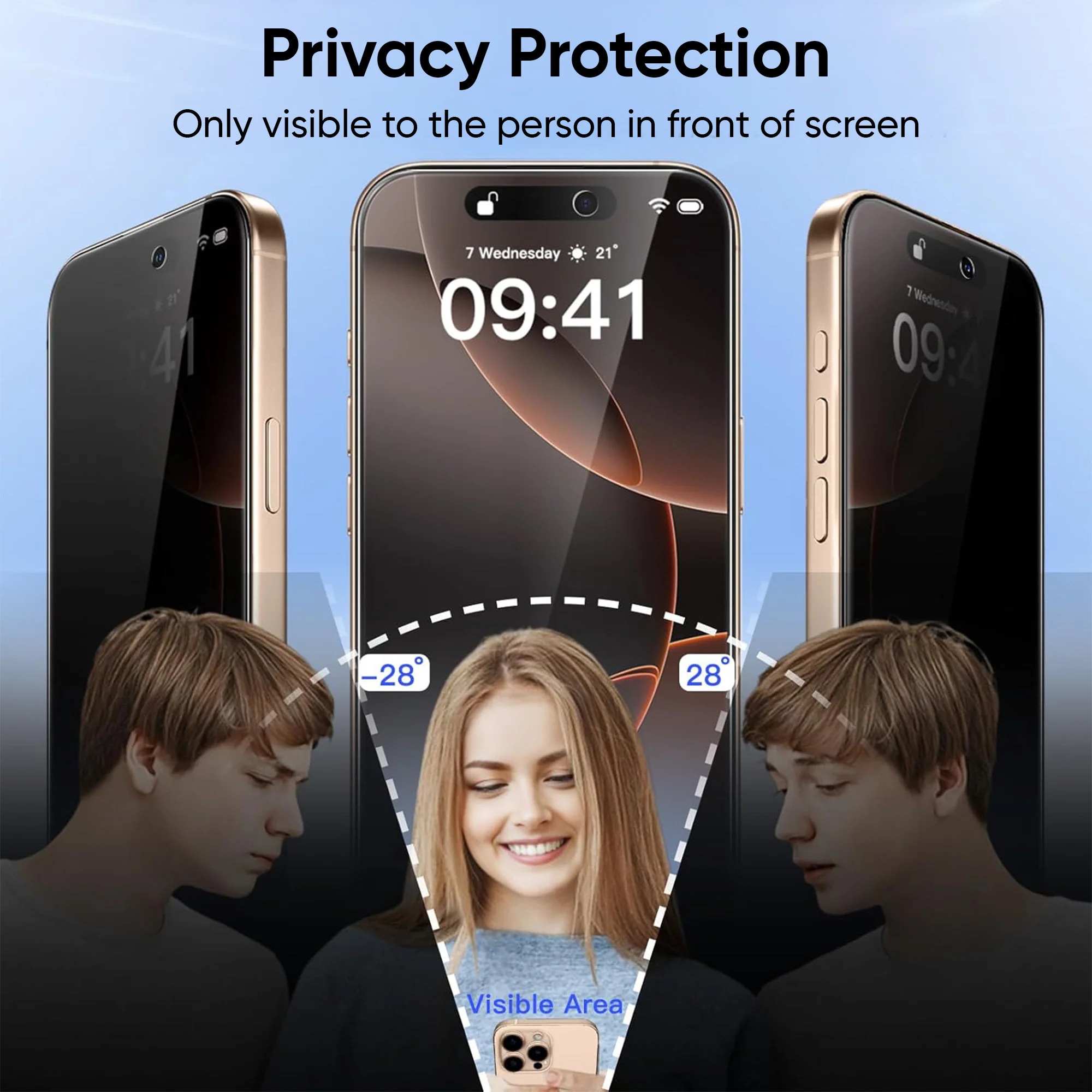 Vaku ® Apple iPhone 16 Pro Max Privacy Screen Protector Anti-Spy Protection Tempered Glass - Image 7
