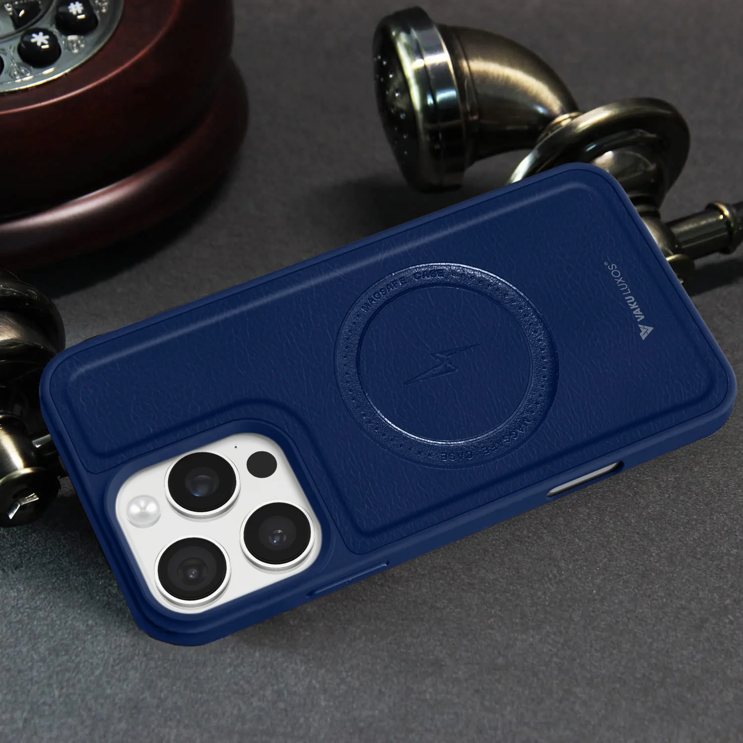 Vaku ® Apple iPhone 16 Pro Maxtron Leather Stitched Magnetic Magsafe Back Cover - Image 12