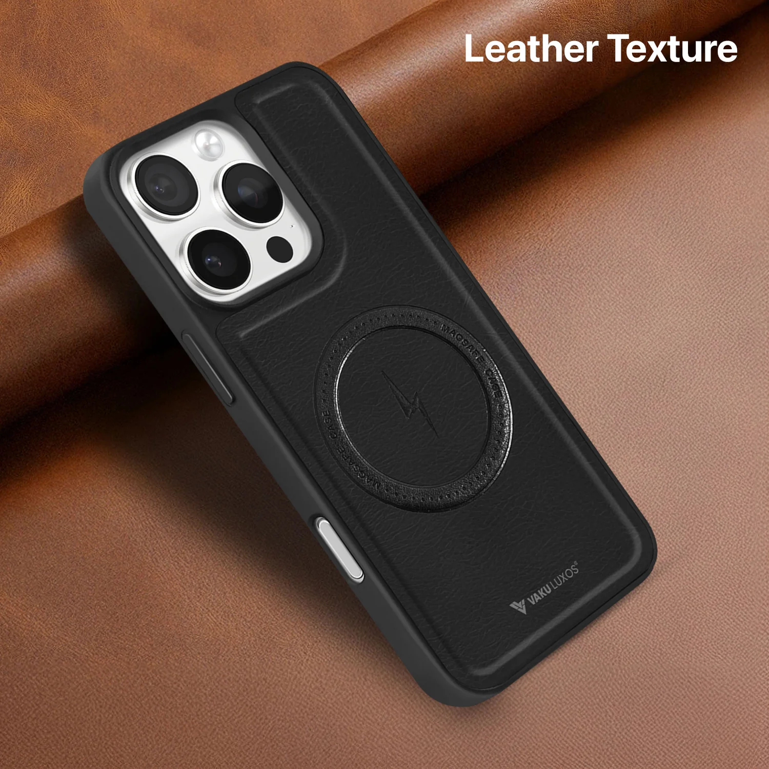 Vaku ® Apple iPhone 16 Pro Maxtron Leather Stitched Magnetic Magsafe Back Cover - Image 13