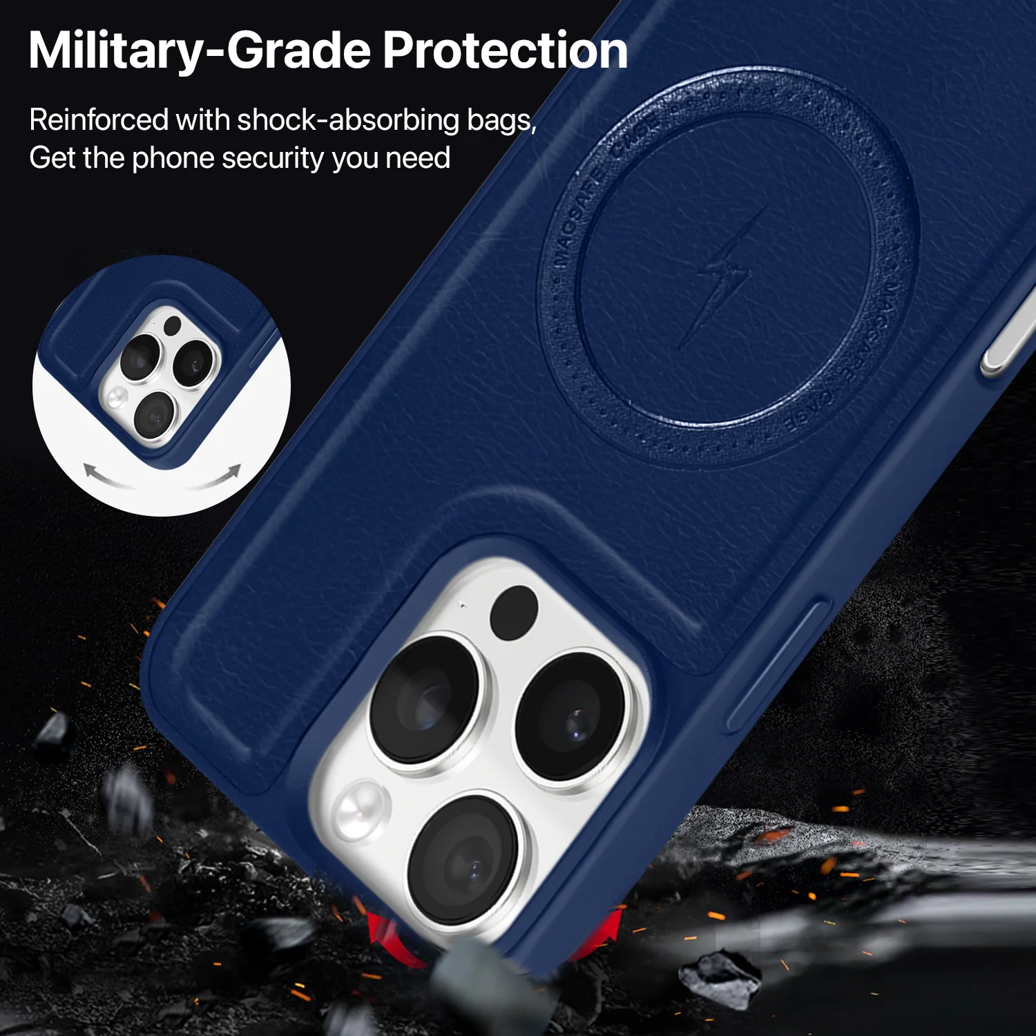 Vaku ® Apple iPhone 16 Pro Maxtron Leather Stitched Magnetic Magsafe Back Cover - Image 4