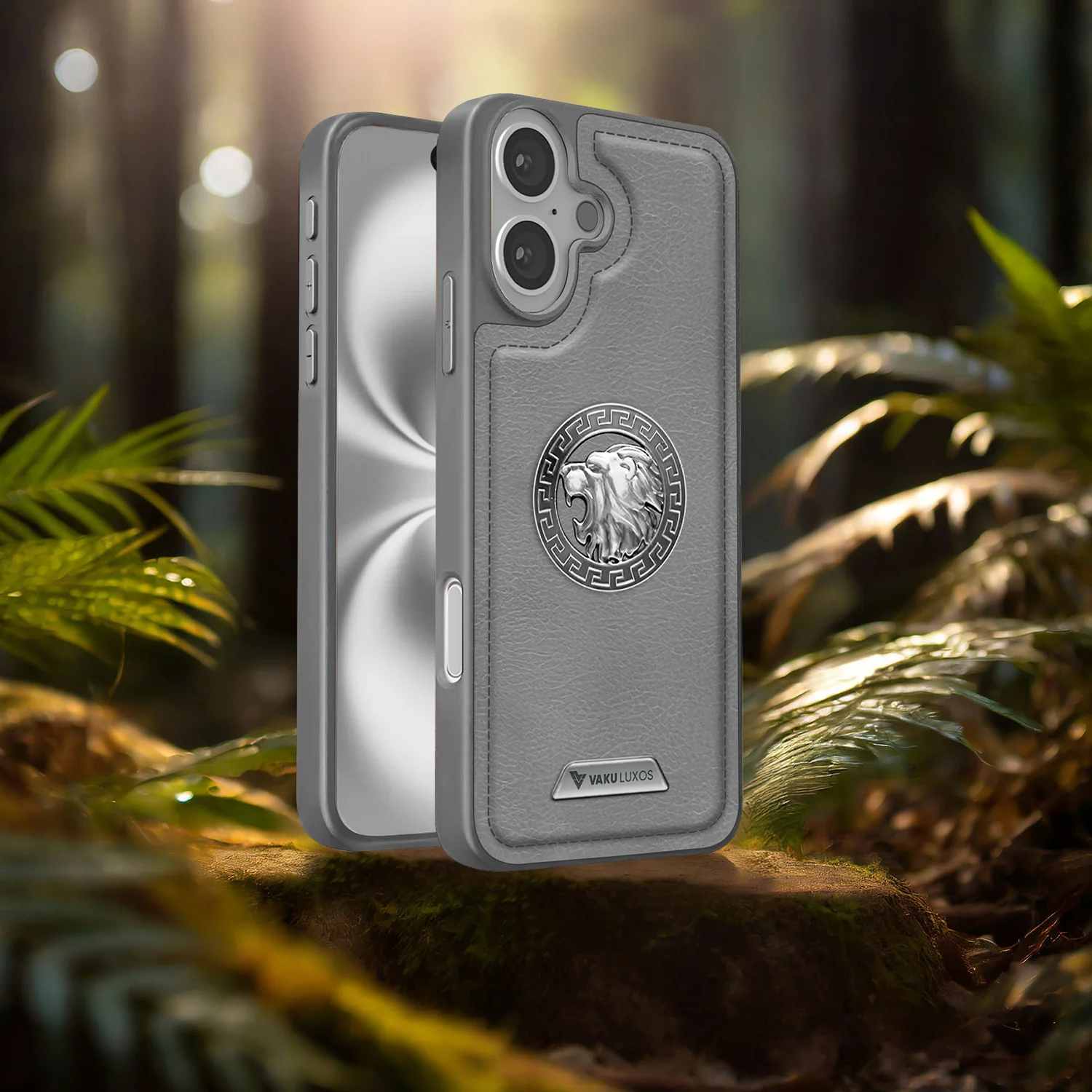 Vaku ® Apple iPhone 16 Regal Shield Metal Lion Engraved Leather Back Cover - Image 15