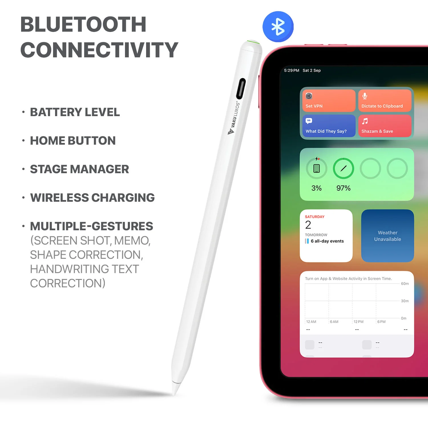 Vaku ® Artiste Pro Wireless Charging Stylus Pen with Palm Rejection Gesture Control Magnetic Stylus - Image 3