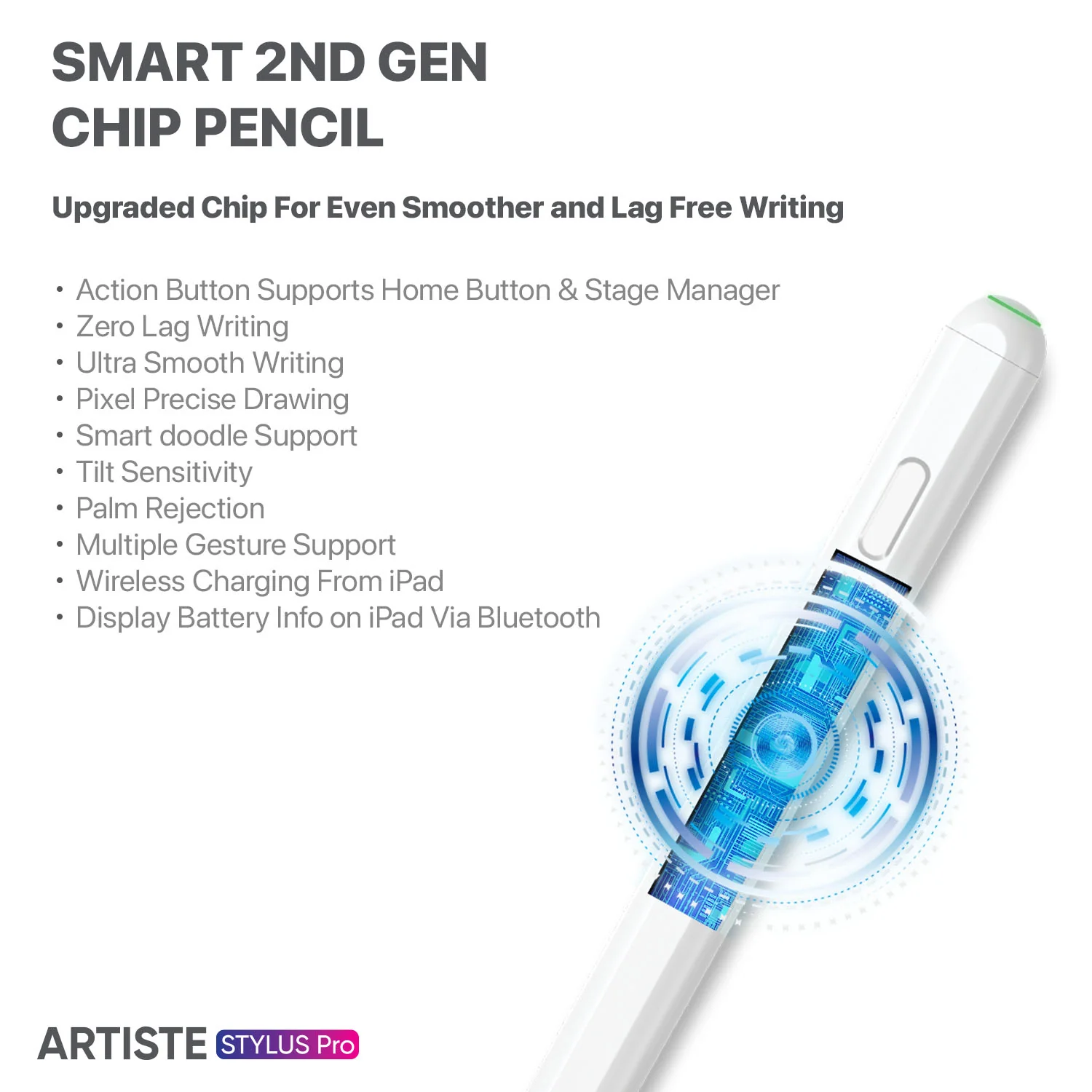 Vaku ® Artiste Pro Wireless Charging Stylus Pen with Palm Rejection Gesture Control Magnetic Stylus - Image 5