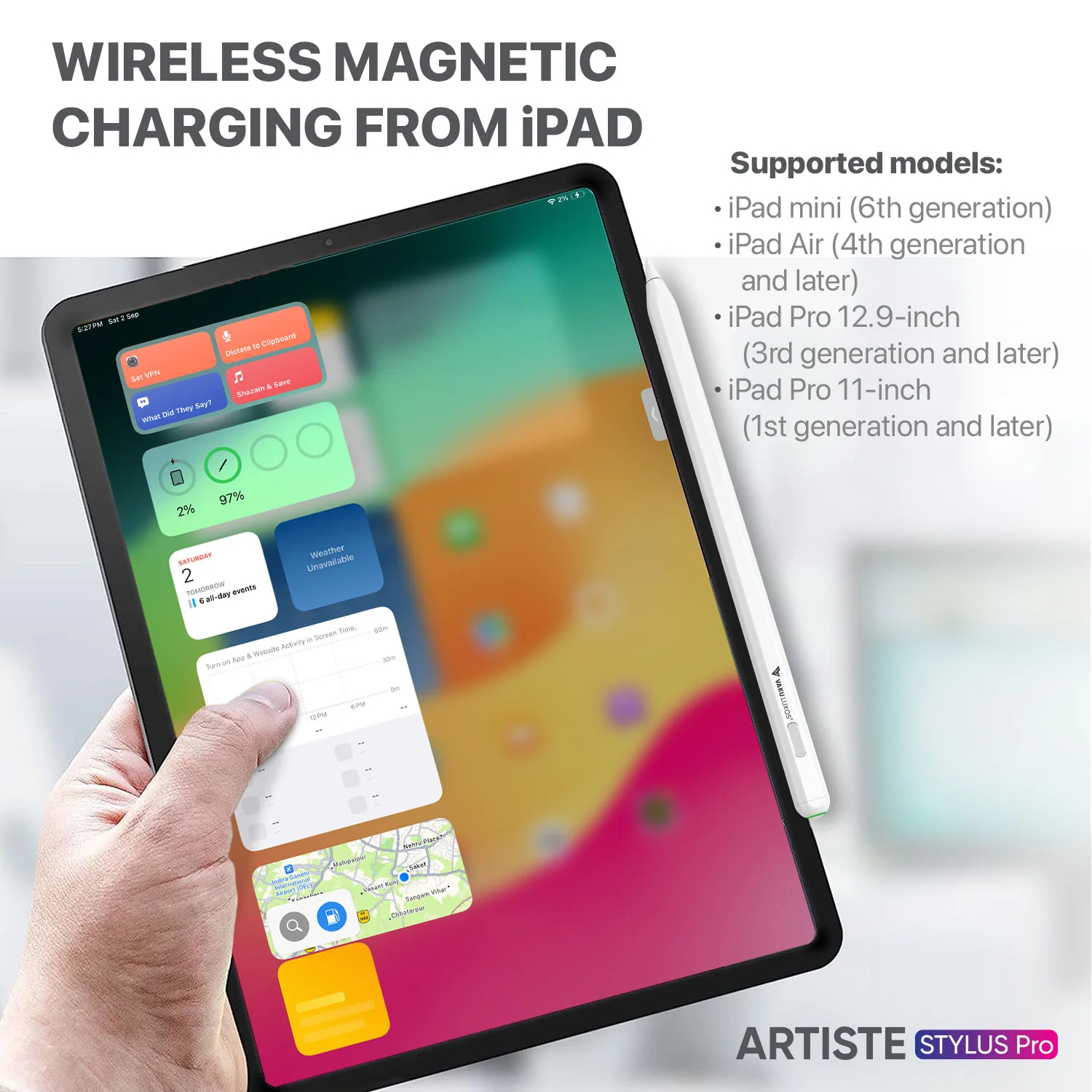 Vaku ® Artiste Pro Wireless Charging Stylus Pen with Palm Rejection Gesture Control Magnetic Stylus - Image 7