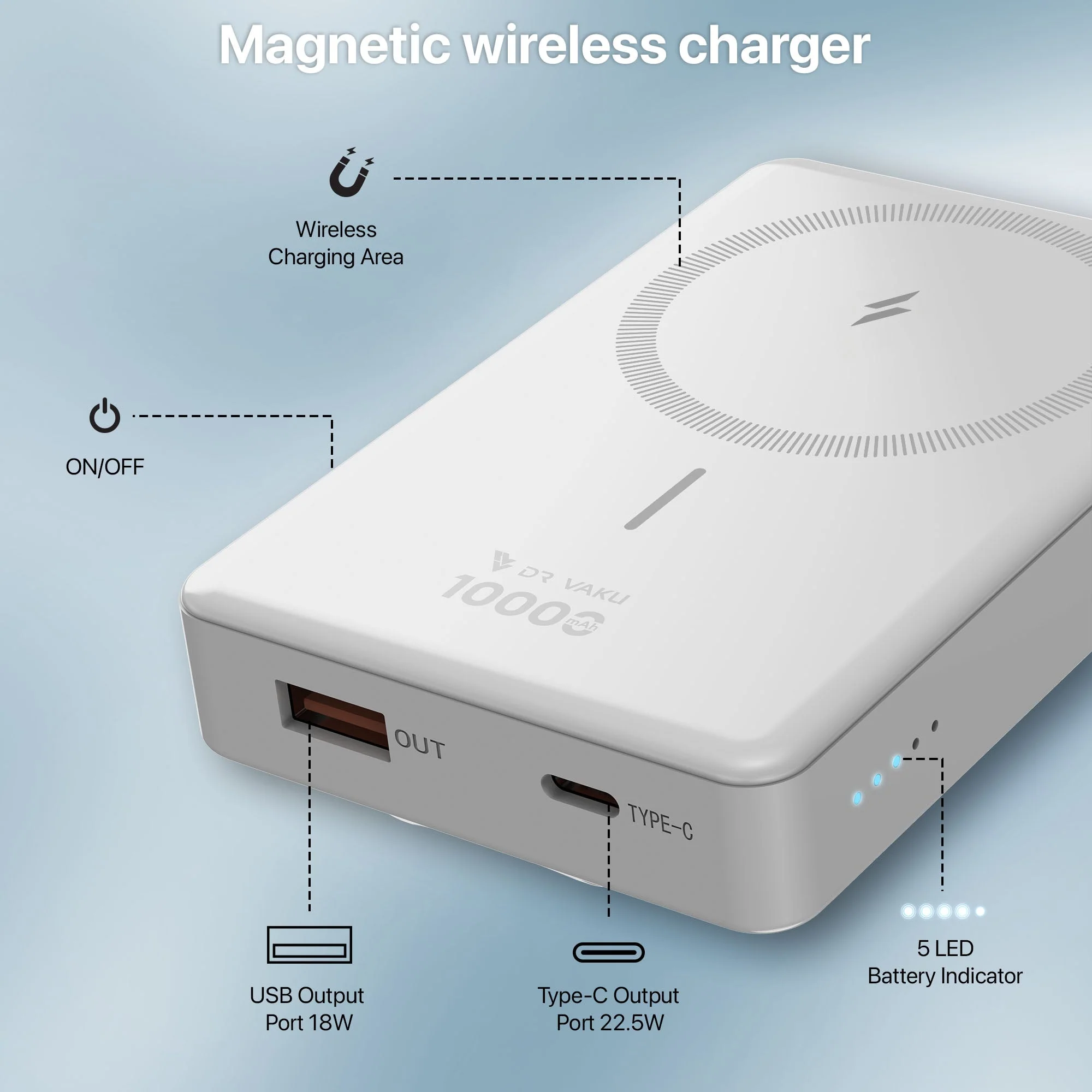 Vaku ® Cylix MagPro 10000mAh 15W Fast Charging Magnetic Wireless Power Bank - Image 3