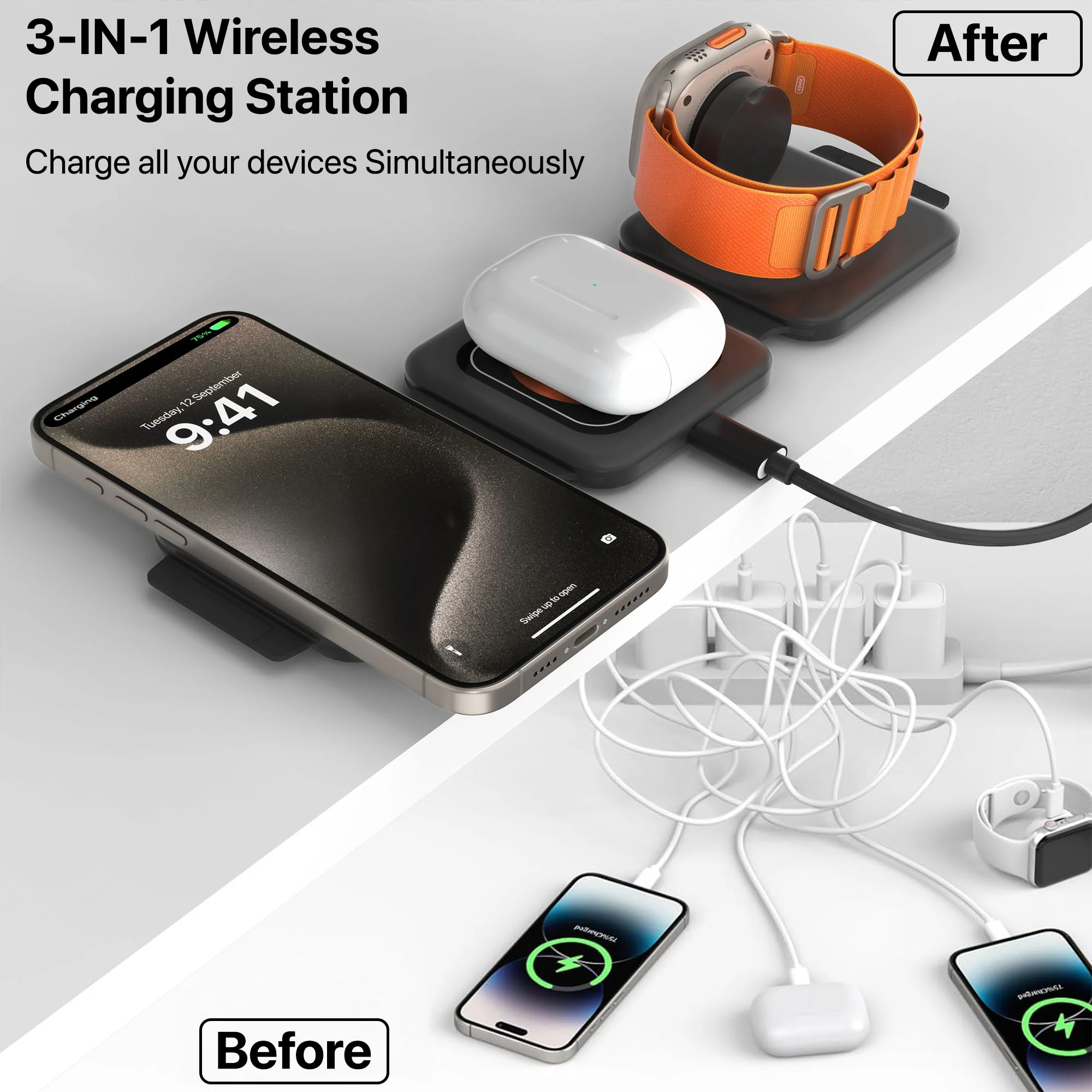 Vaku ® Odette 23w 3in1 Magnetic Foldable MagSafe Wireless Charger - Image 3