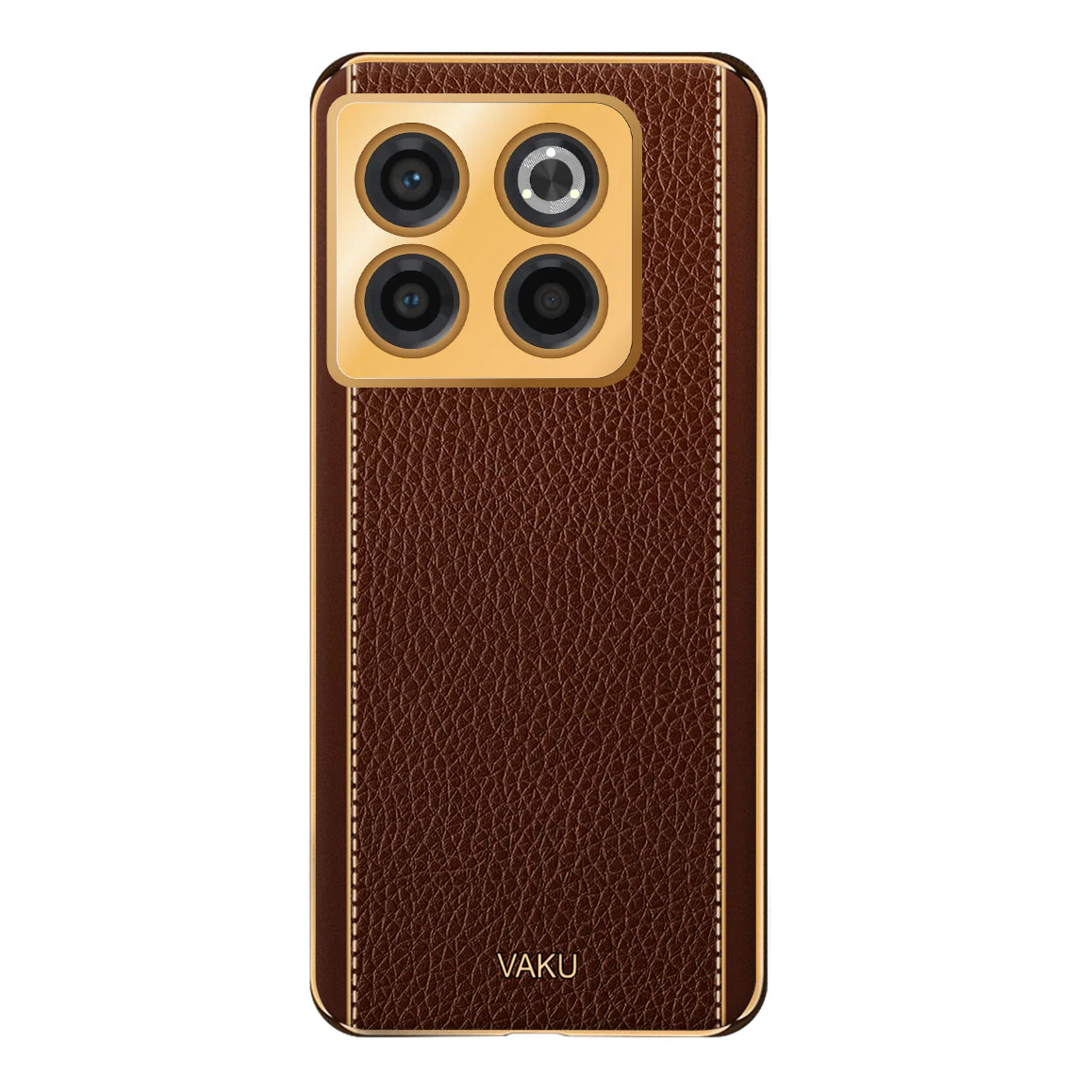 Vaku® OnePlus 10T 5G Luxemberg Series Leather Stitched Gold Electroplated Soft TPU Back Cover - Image 12