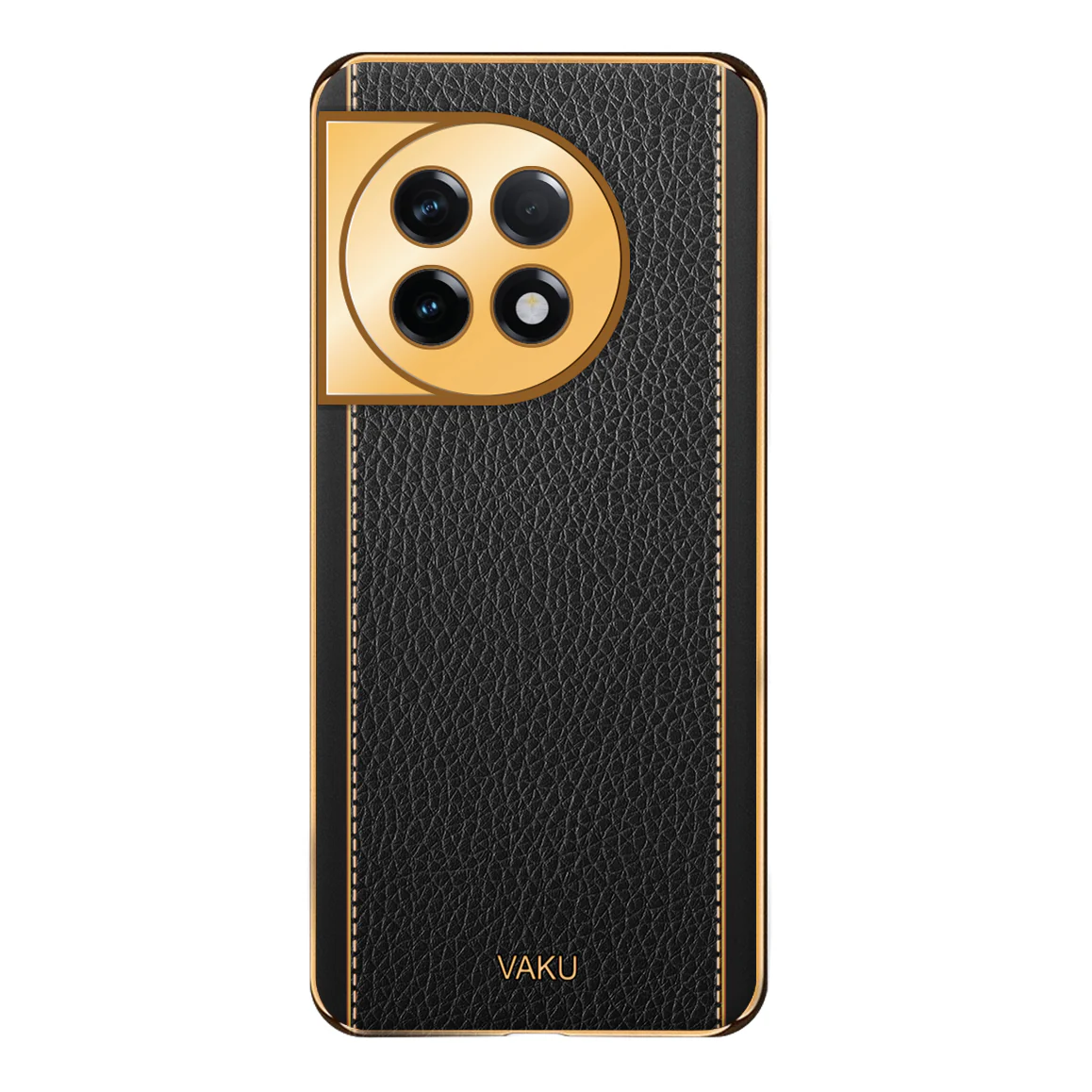 Vaku ® OnePlus 11 Luxemberg Series Leather Stitched Gold Electroplated Soft TPU Back Cover - Image 8