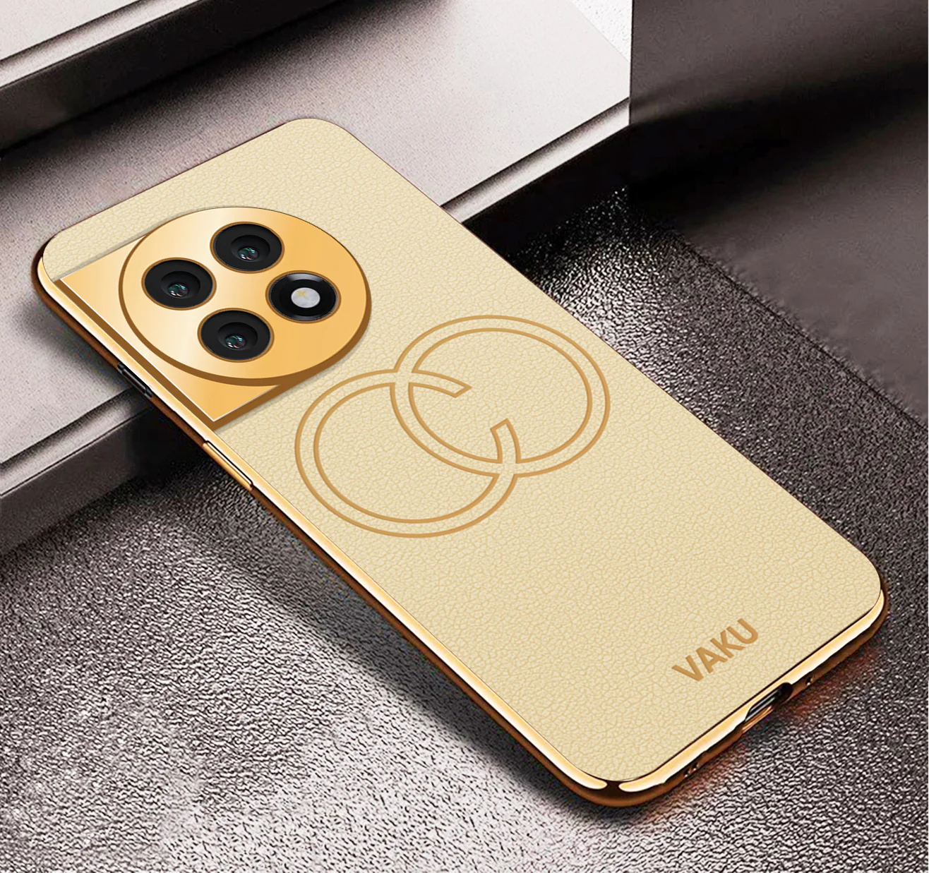Vaku® OnePlus 11 Skylar Series Leather Stitched Gold Electroplated Soft TPU Back Cover - Image 13