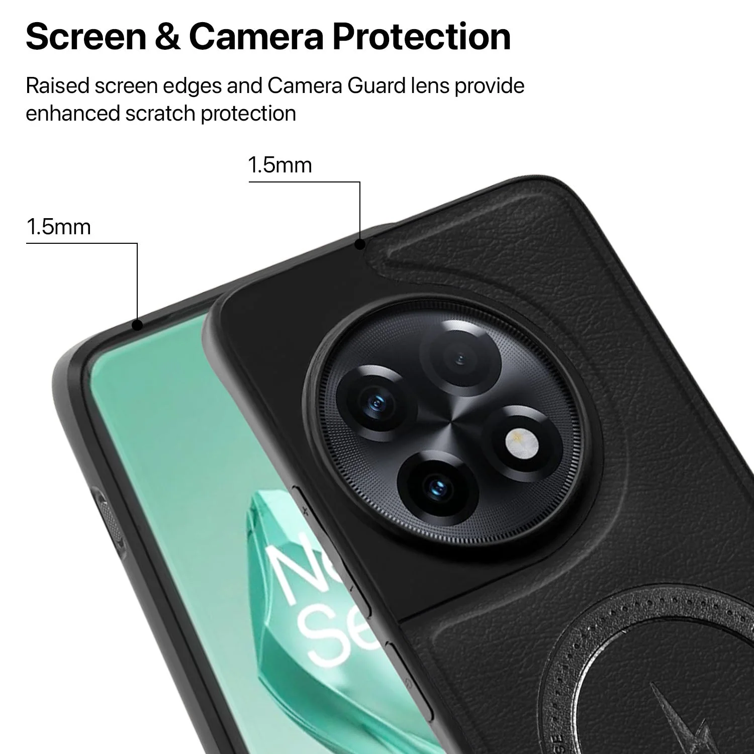 Vaku ® OnePlus 11R Maxtron Leather Stitched Magnetic Magsafe Back Cover - Image 3
