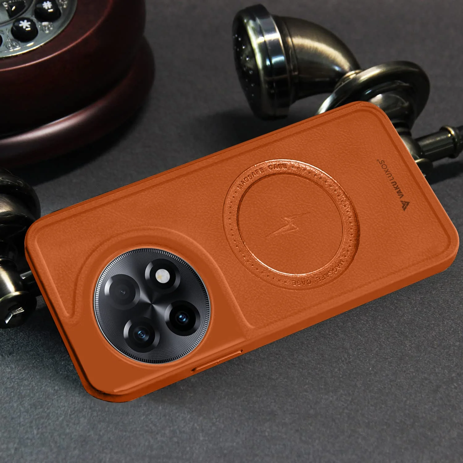 Vaku ® OnePlus 11R Maxtron Leather Stitched Magnetic Magsafe Back Cover - Image 5