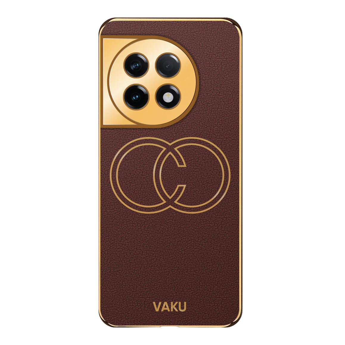 Vaku ® OnePlus 11R Skylar Series Leather Stitched Gold Electroplated Soft TPU Back Cover - Image 12