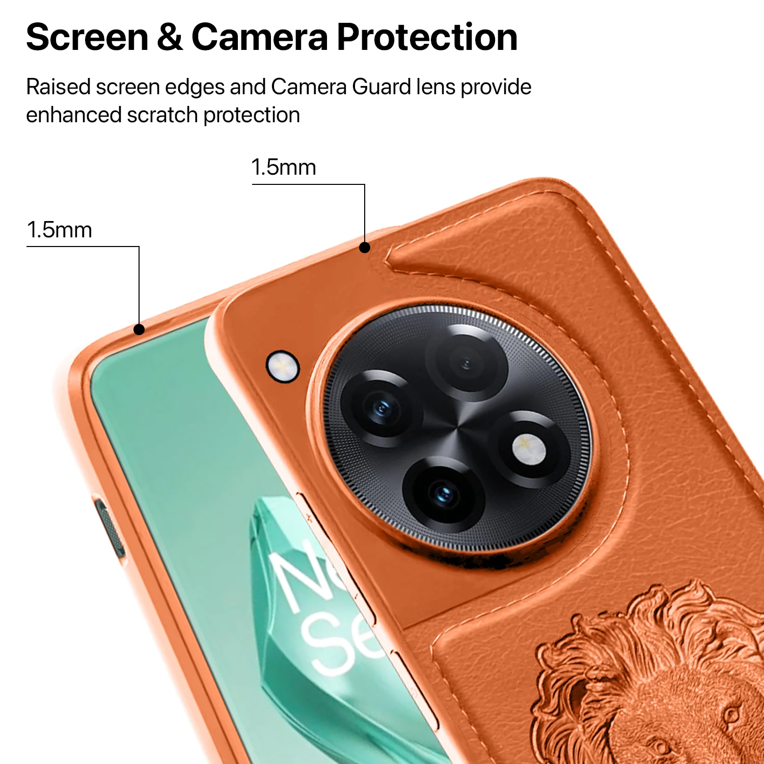 Vaku ® OnePlus 12R Lion Embossed Luxury Designer Leather Back Cover - Image 3